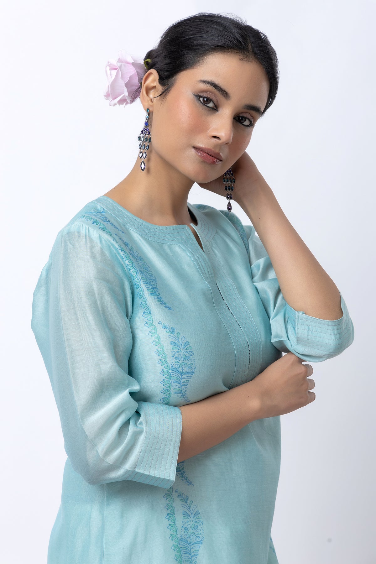 Light Blue Chanderi Kurta Set