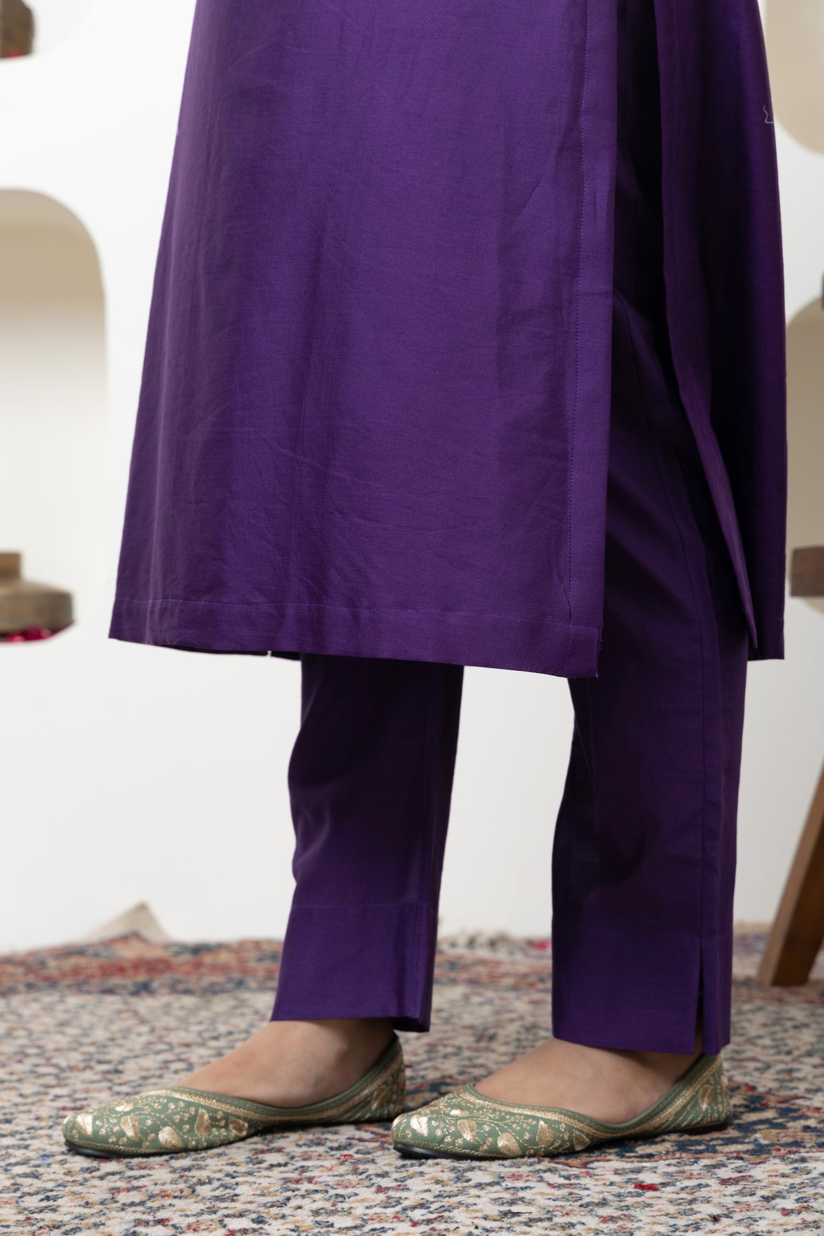 Purple Chanderi Gota Kurta Set