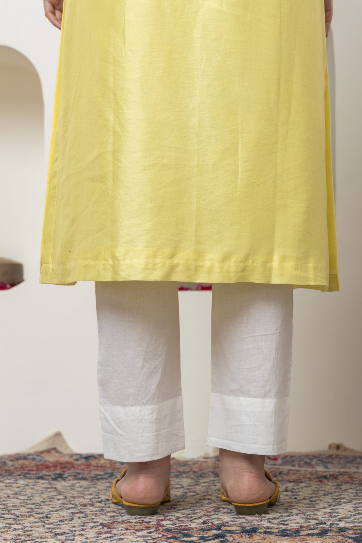 Yellow Mirror Work Kurta Set