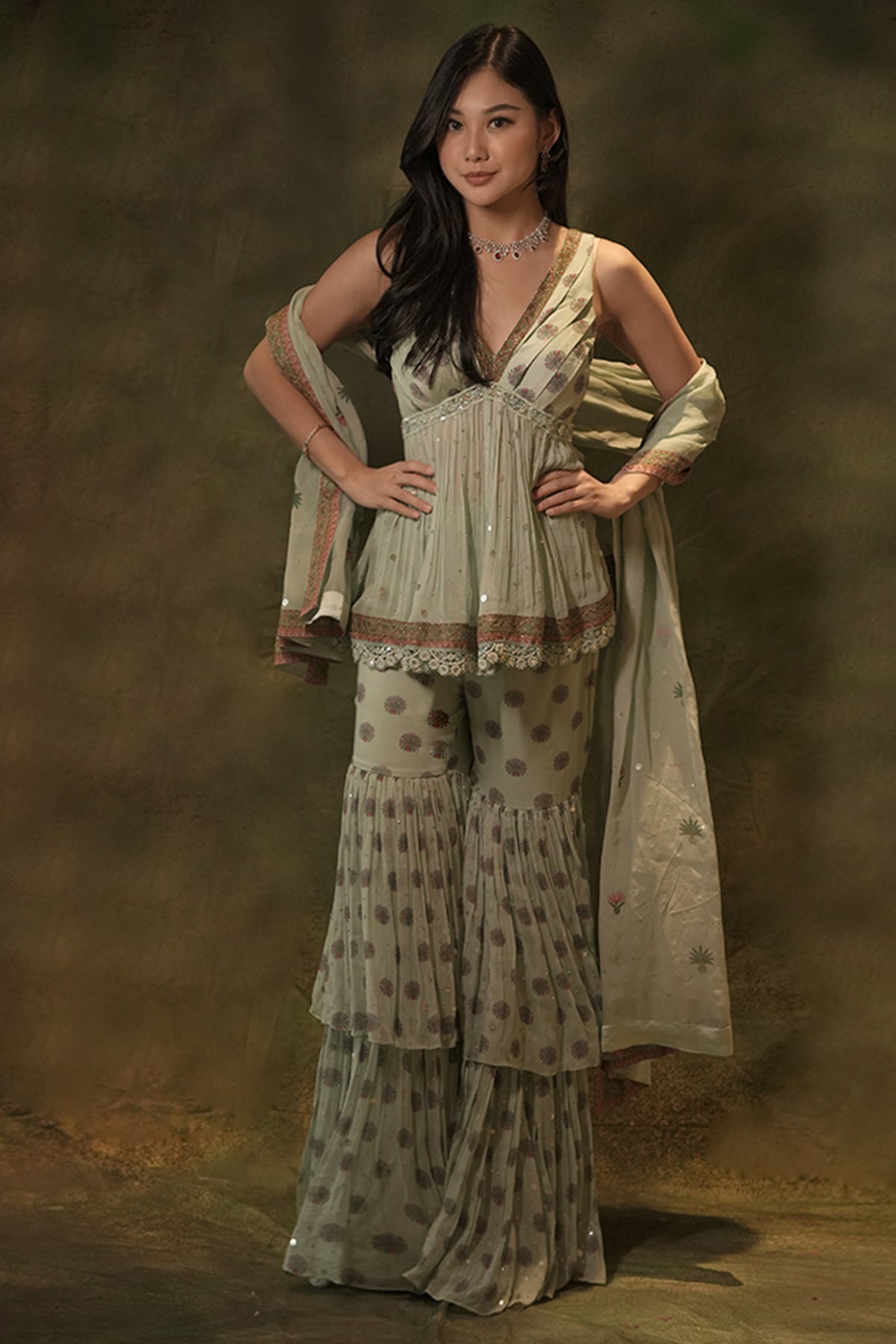 The Celadon Kurta Sharara Set