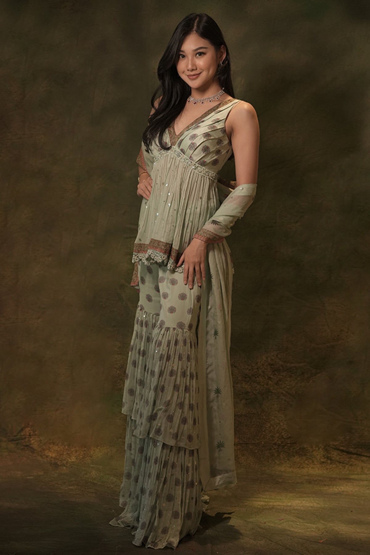 The Celadon Kurta Sharara Set