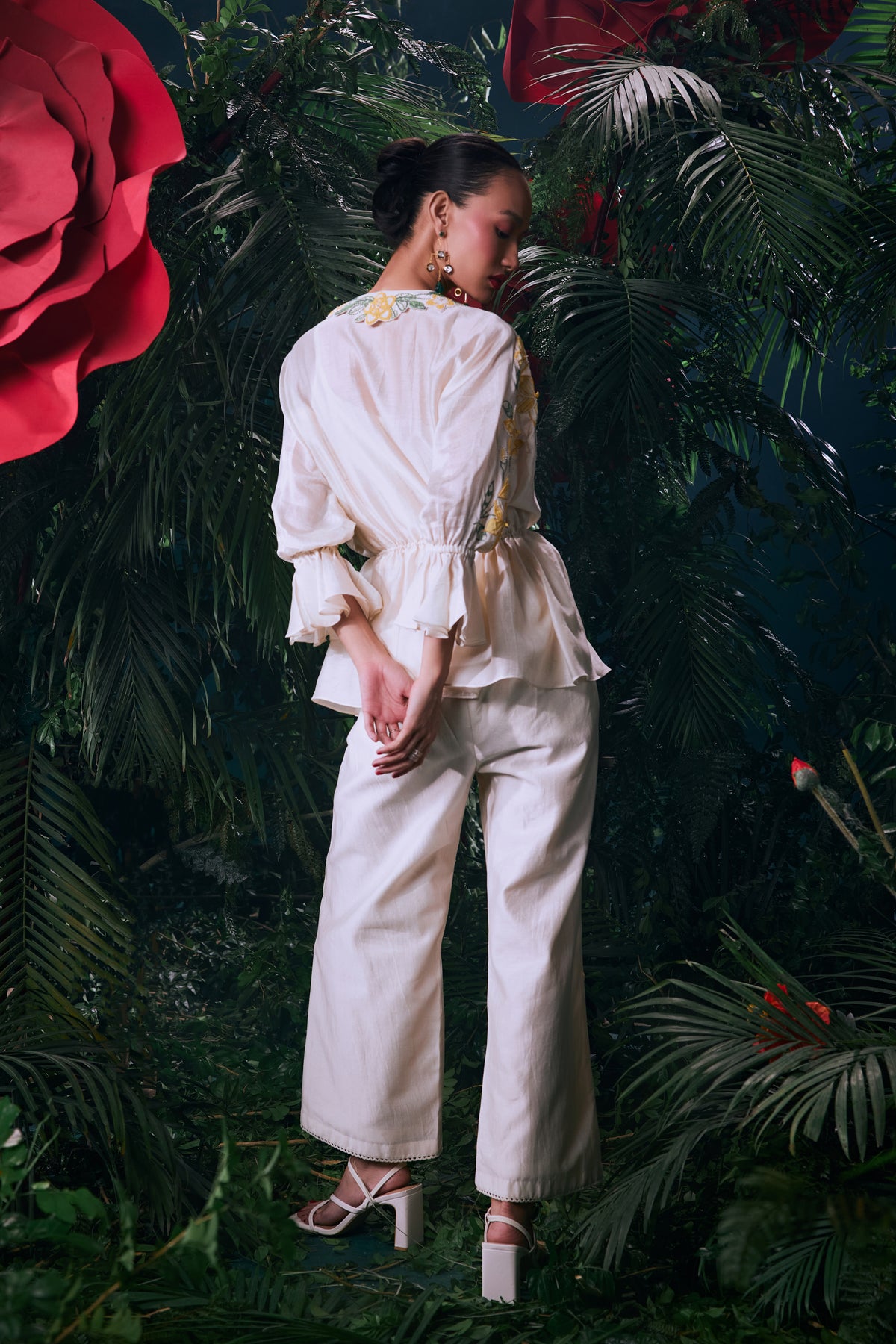 Ivory Plumeria Pants