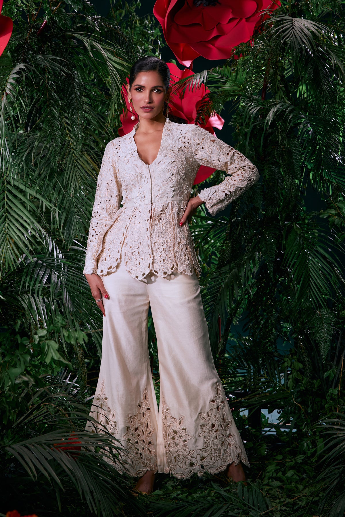 Ivory Cutwork Panelled Jacket