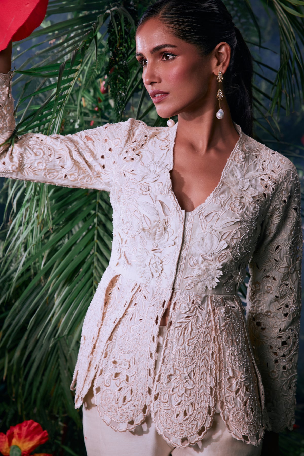 Ivory Cutwork Panelled Jacket