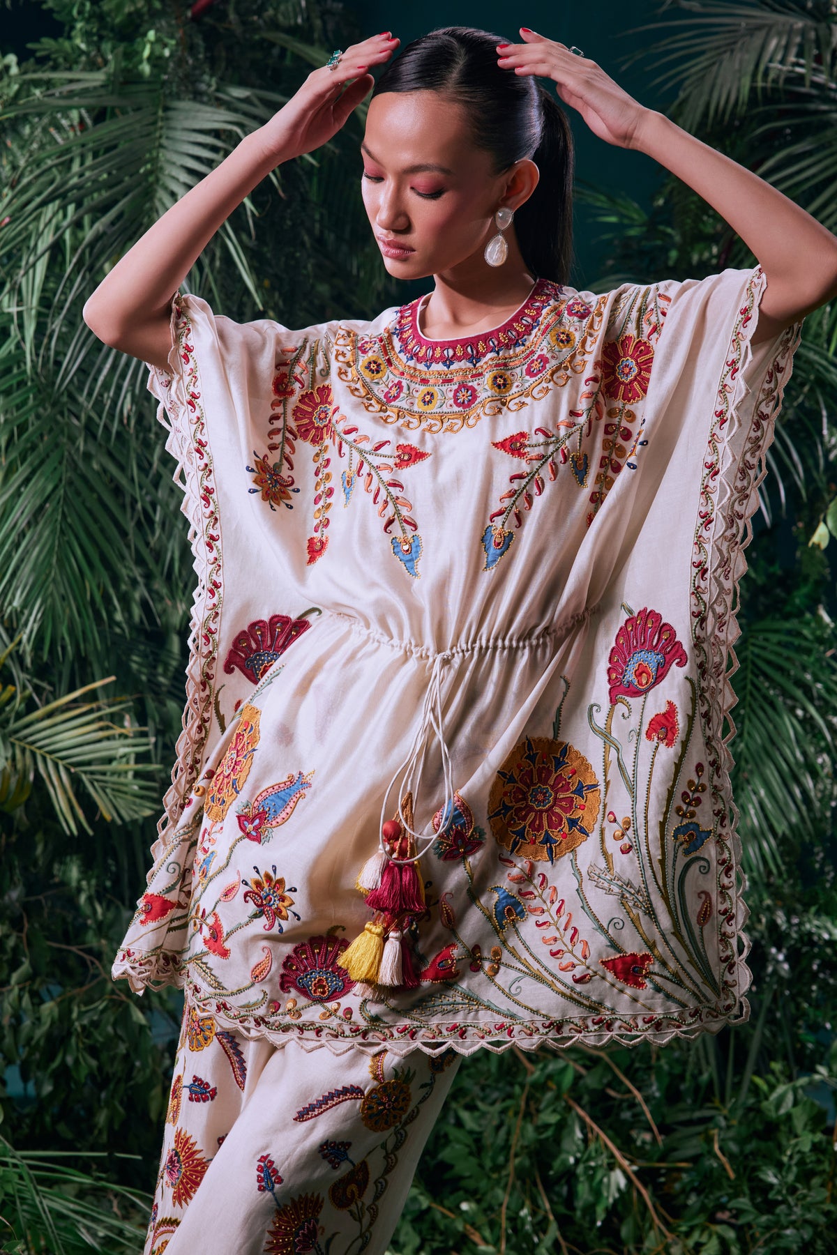 Ivory Thread Work Kaftan