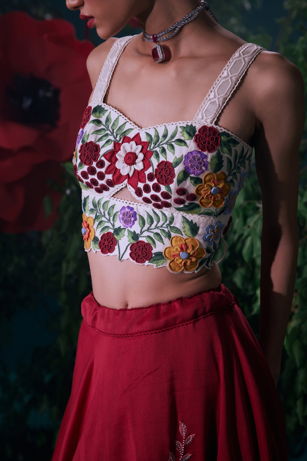 Ivory 3d Floral Bustier