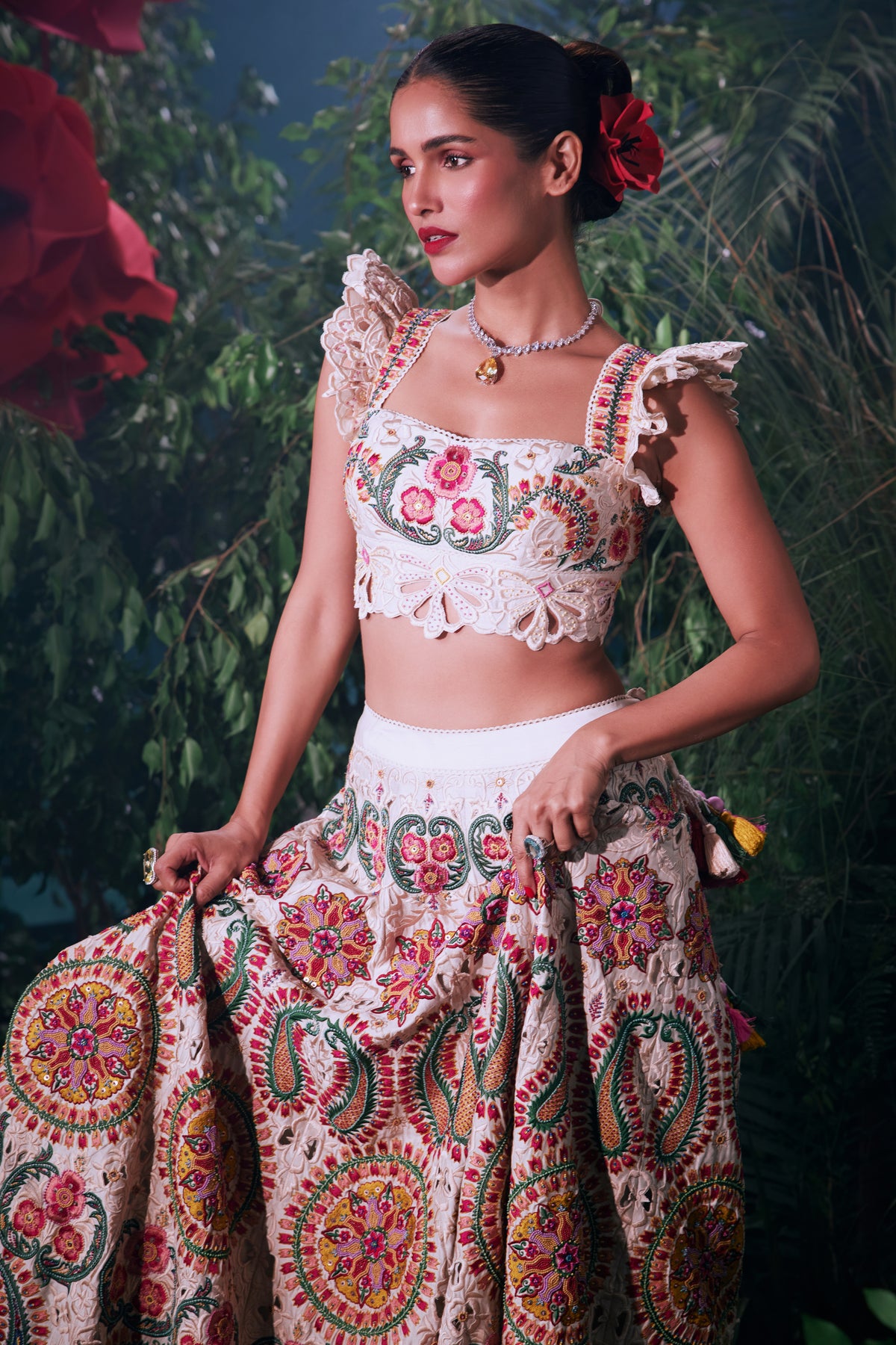 Ivory Multi Color Paisley Bustier