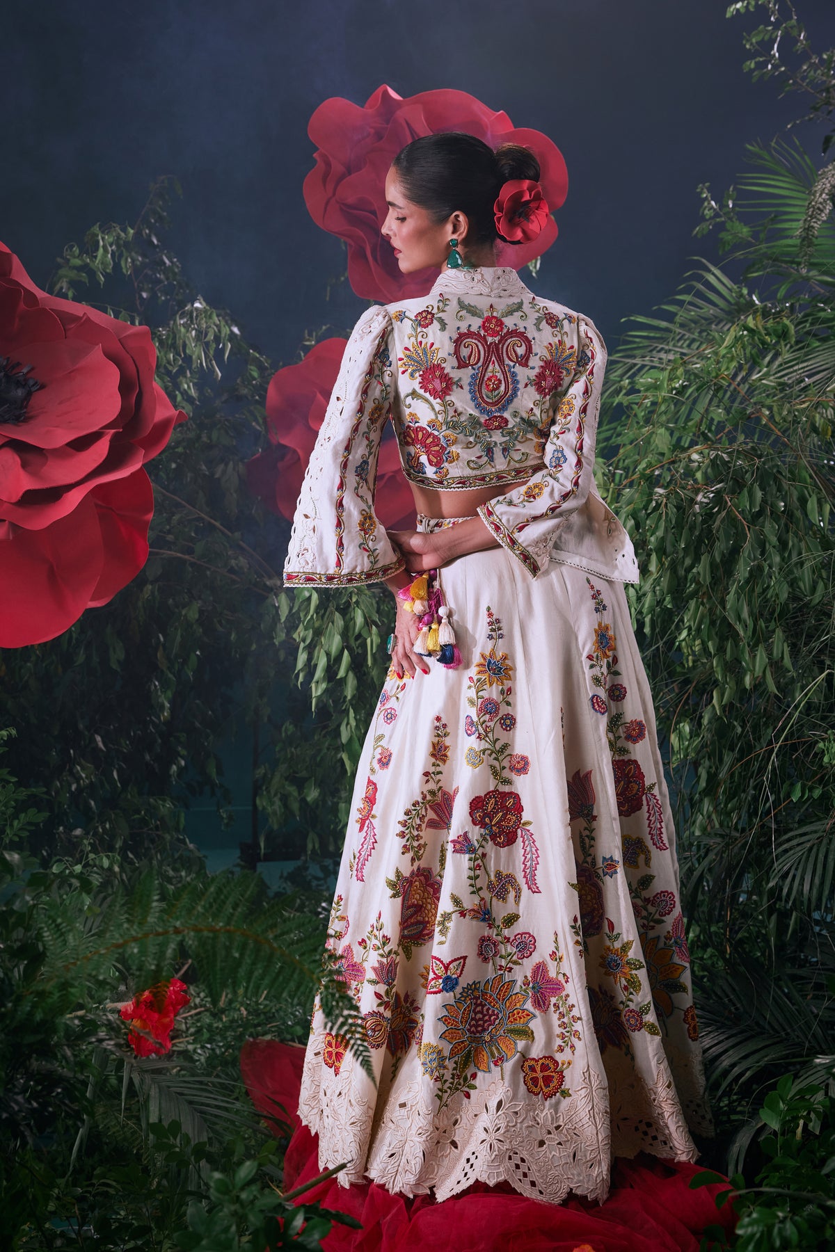 Ivory Multicolour Floral Lehenga