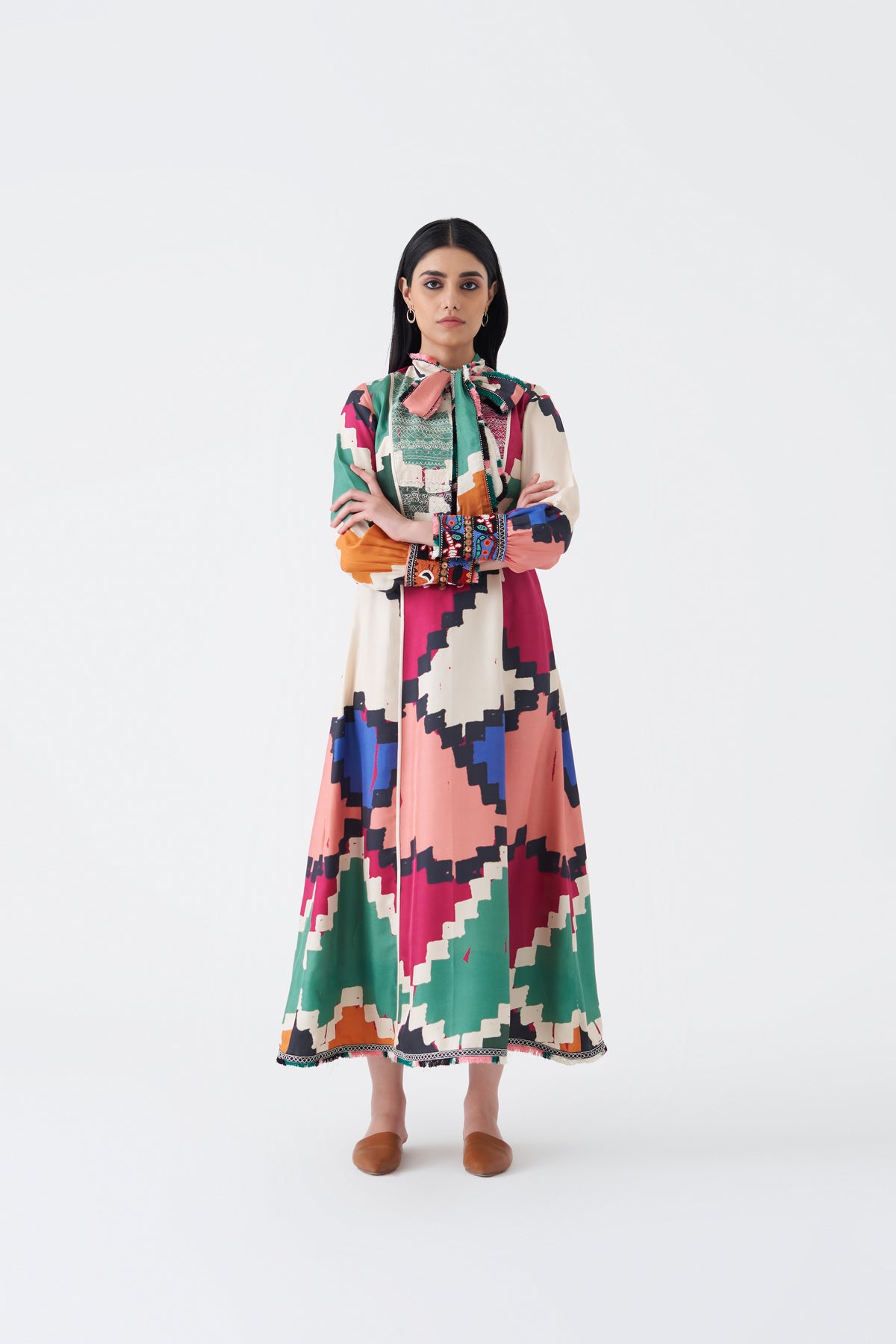 Printed and Embroidered Toluca Dress