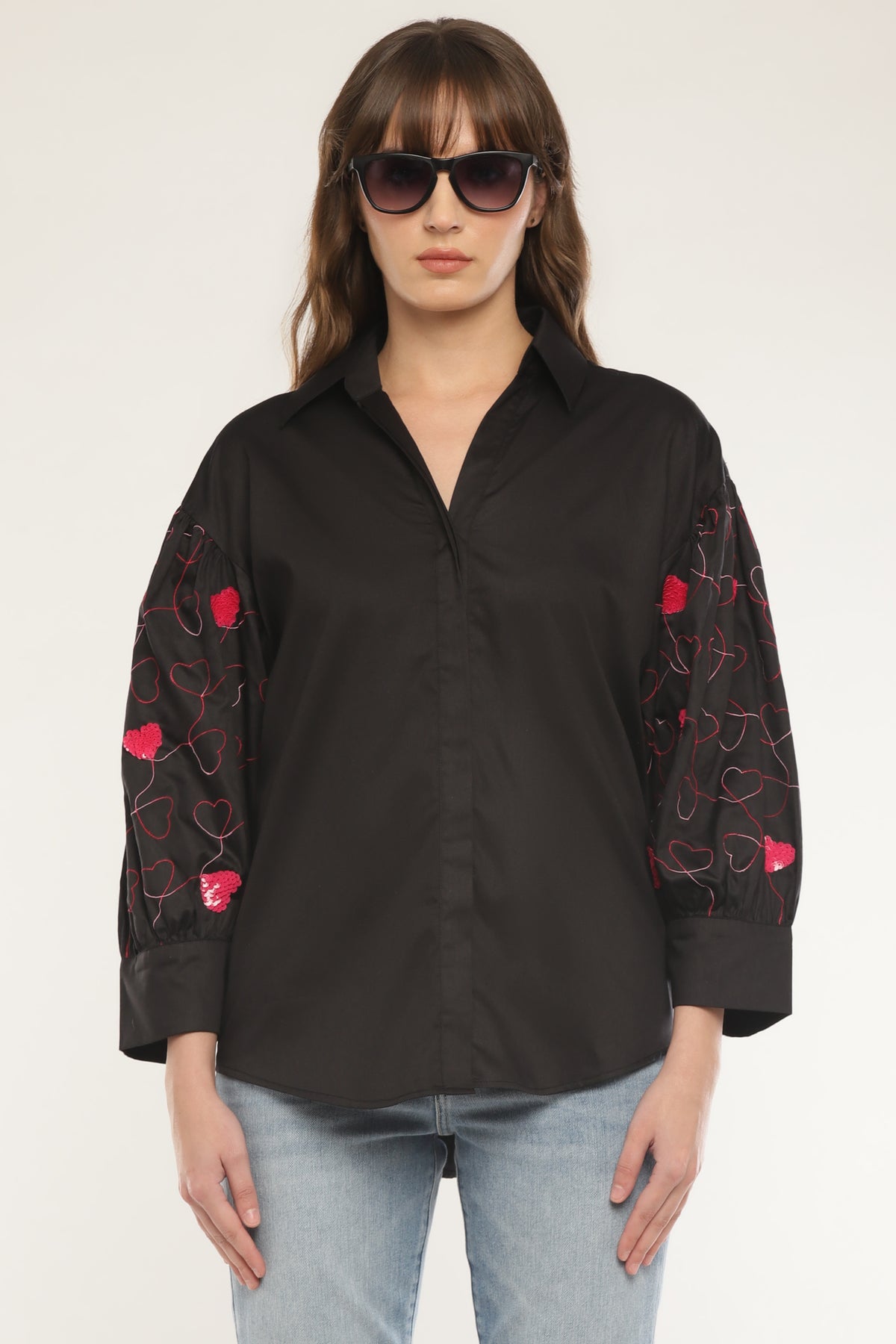 Black Sleeve embroidered shirt