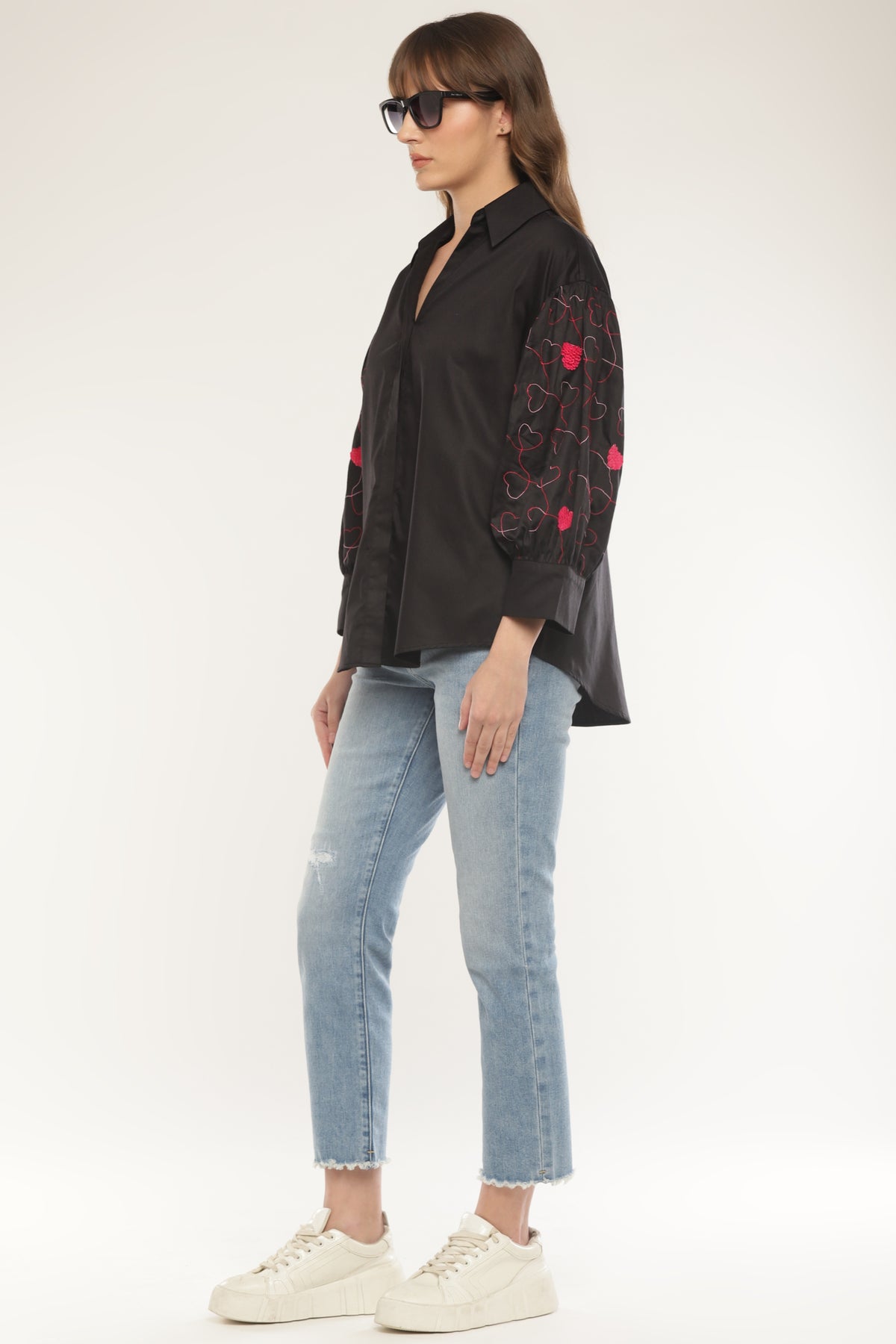 Black Sleeve embroidered shirt