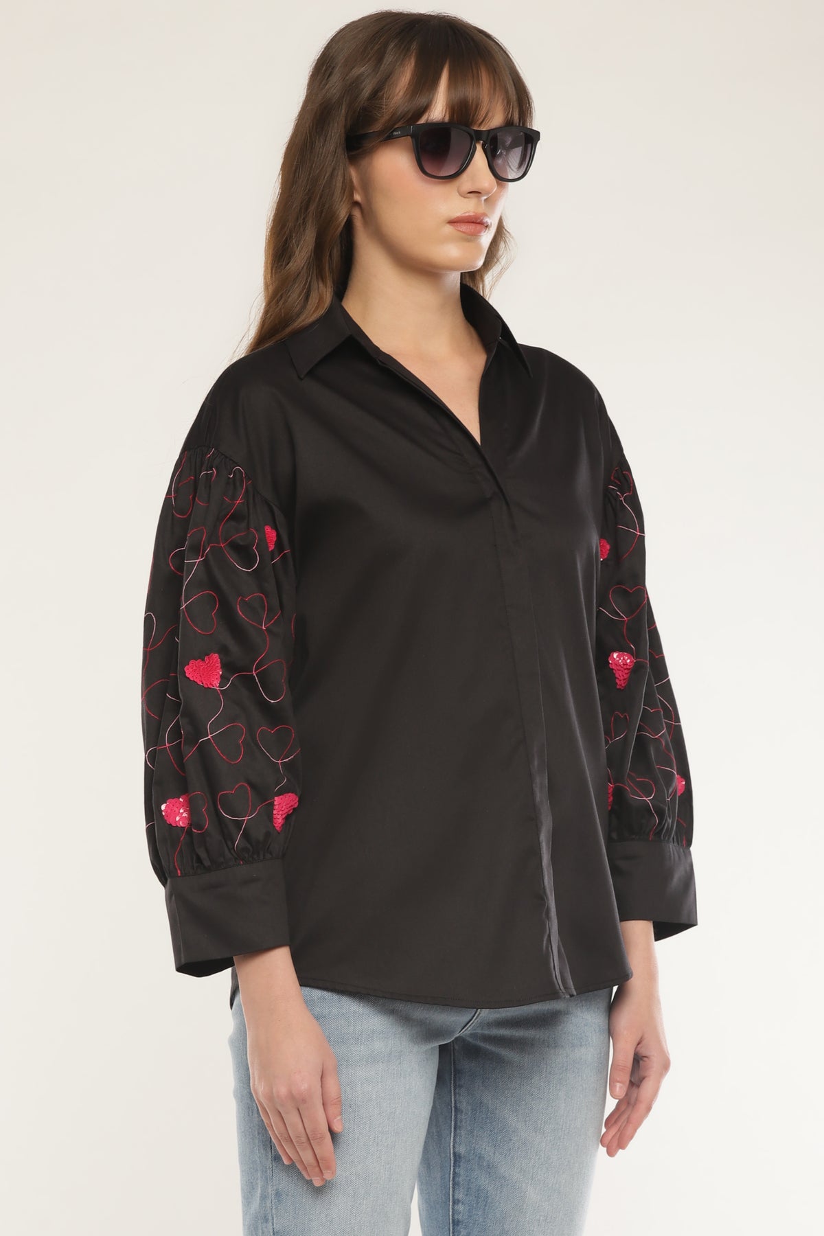 Black Sleeve embroidered shirt