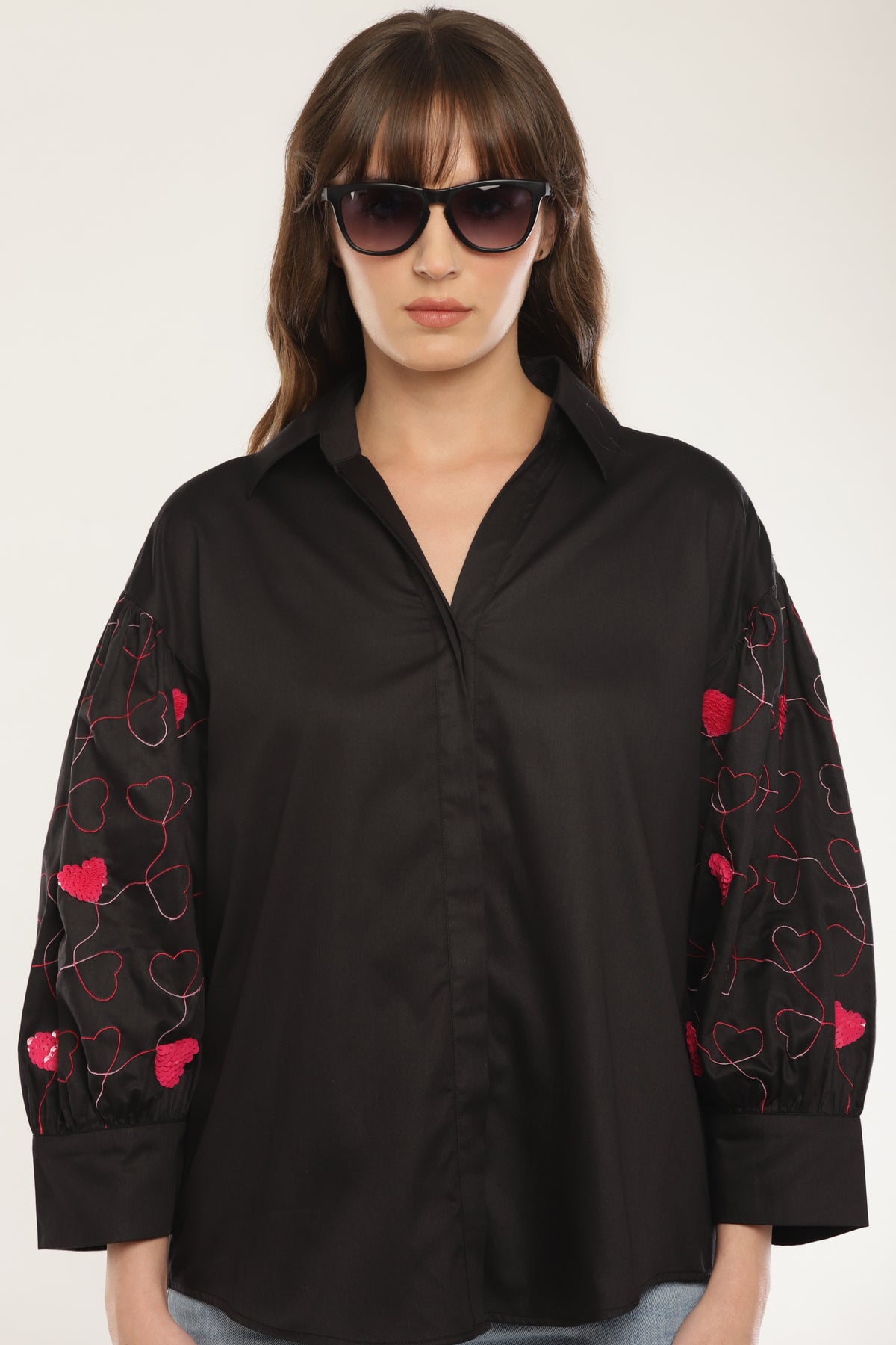 Black Sleeve embroidered shirt