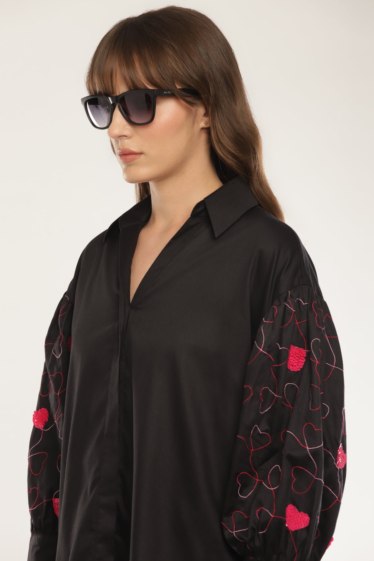 Black Sleeve embroidered shirt