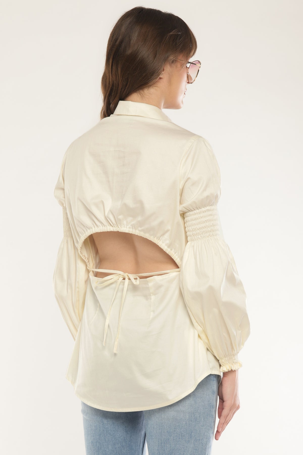 Ivory Heart patched shirt