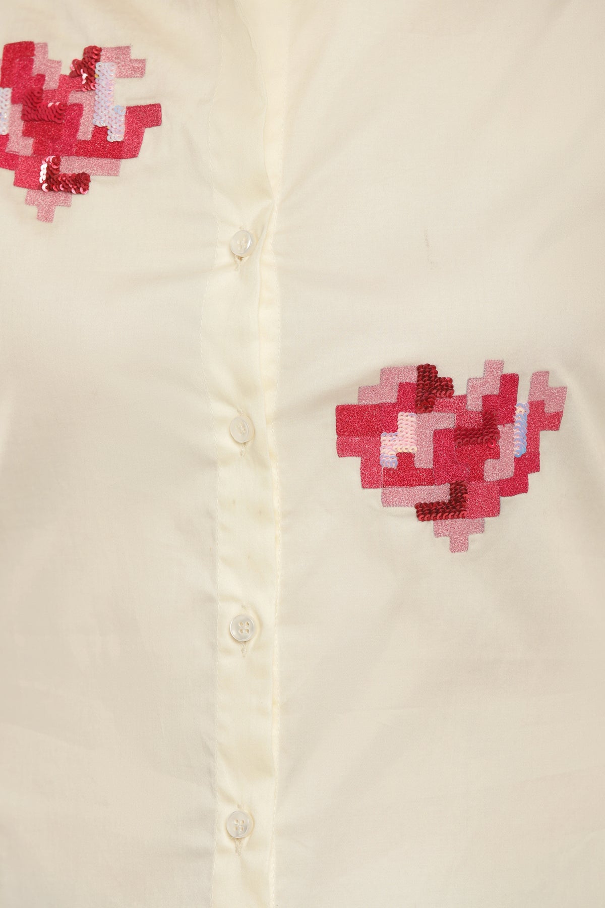 Ivory Heart patched shirt