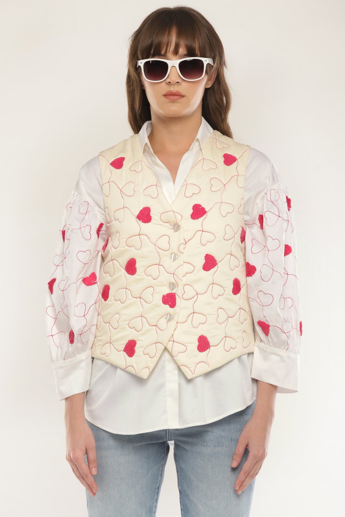 Ivory Quilted Vest with shirt