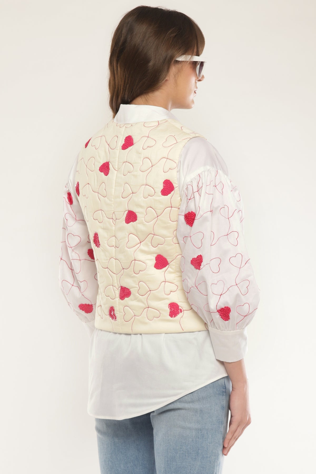 Ivory Quilted Vest with shirt