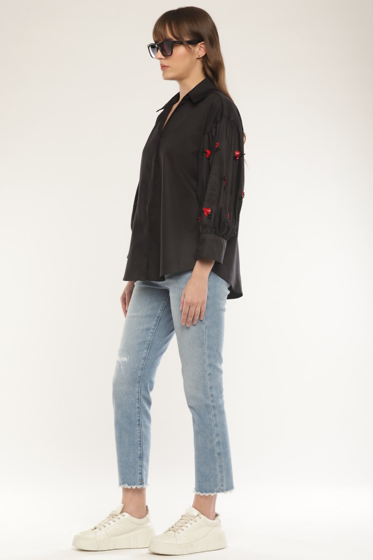 Black Sleeve embroidered shirt