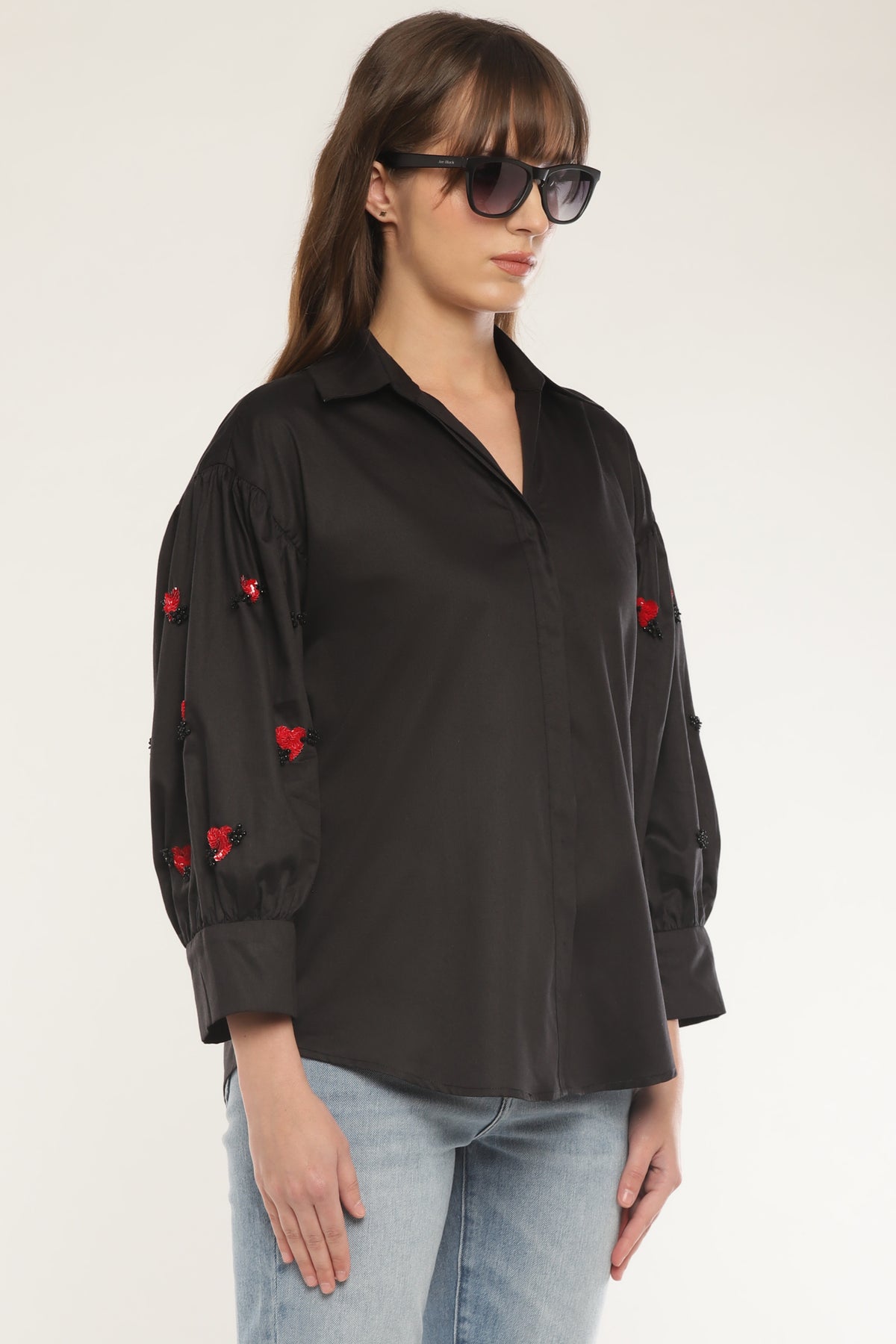 Black Sleeve embroidered shirt