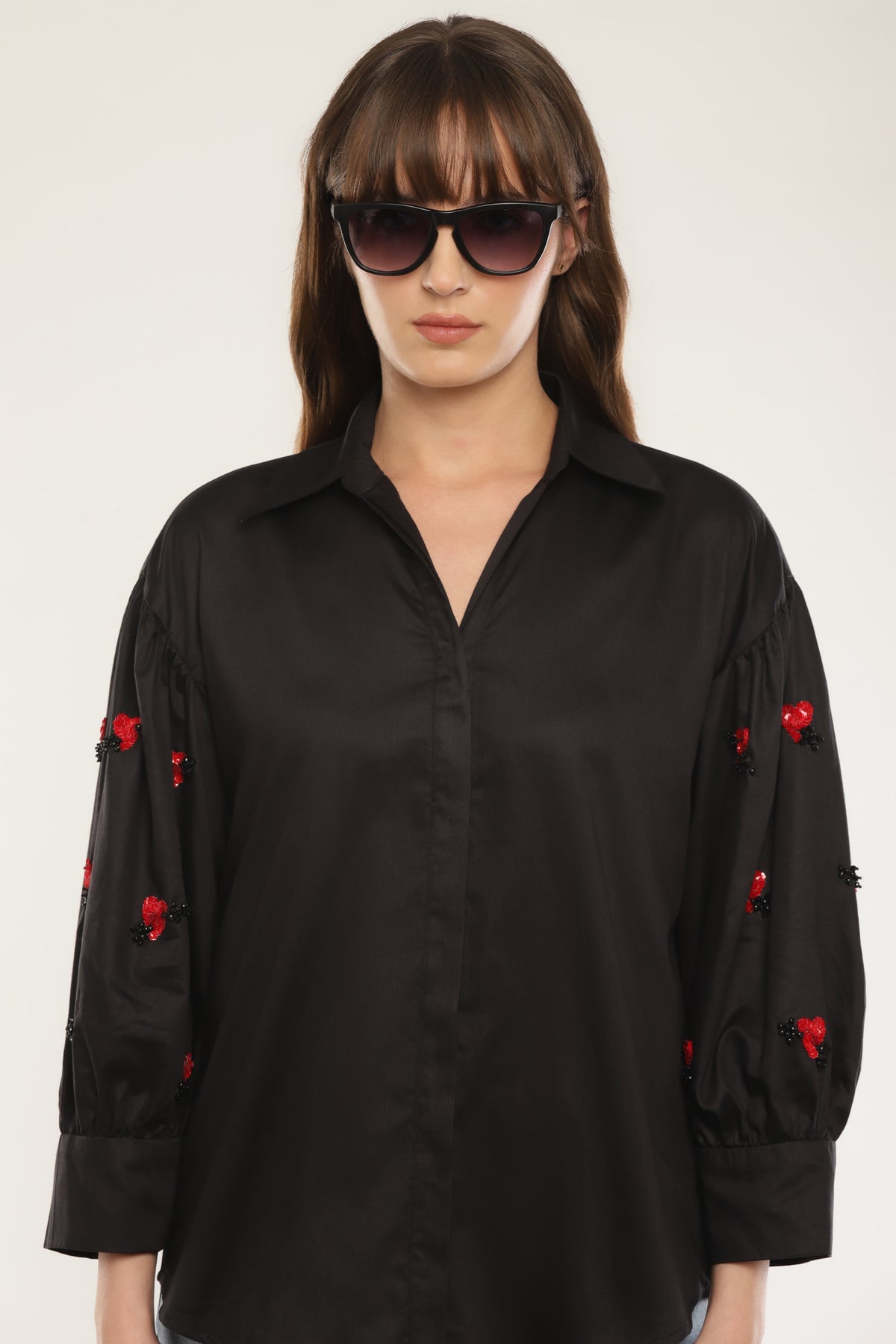 Black Sleeve embroidered shirt