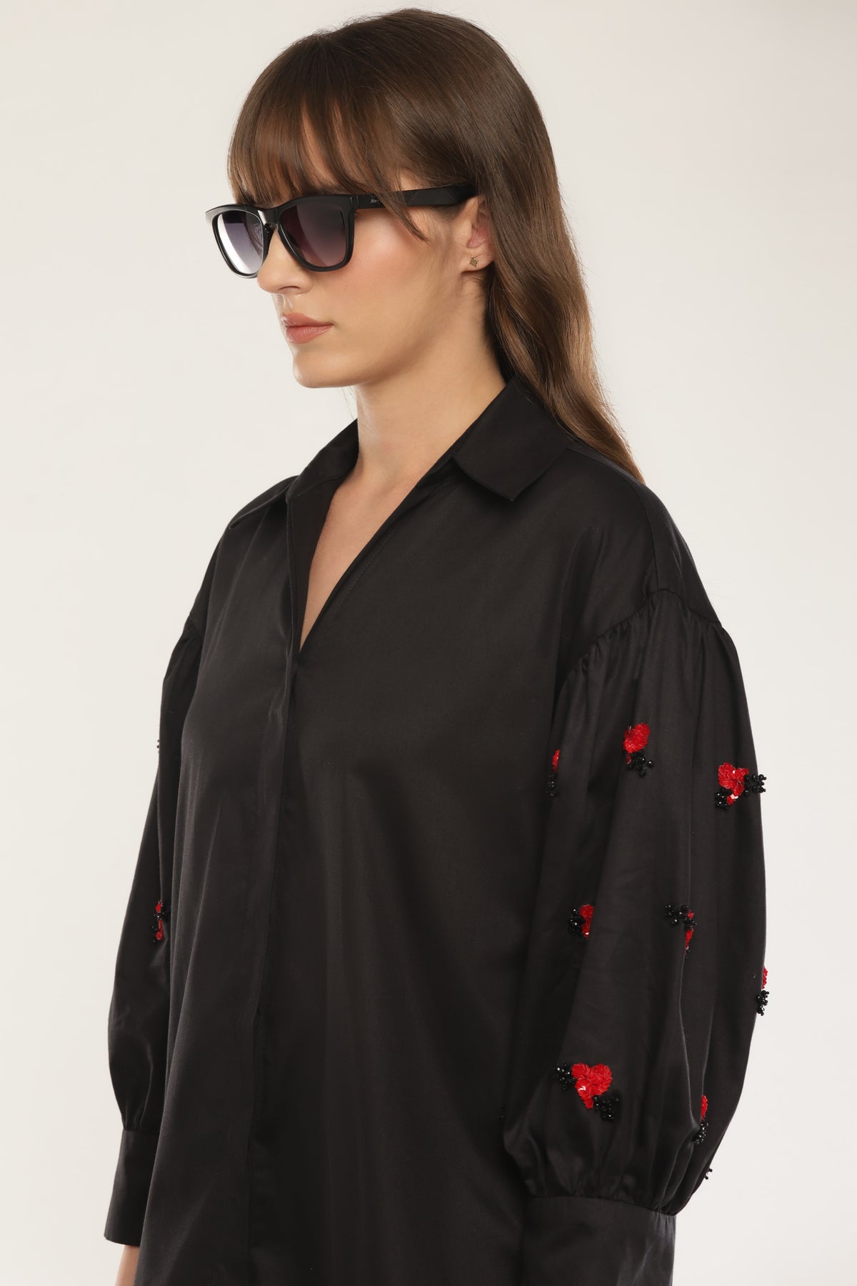 Black Sleeve embroidered shirt