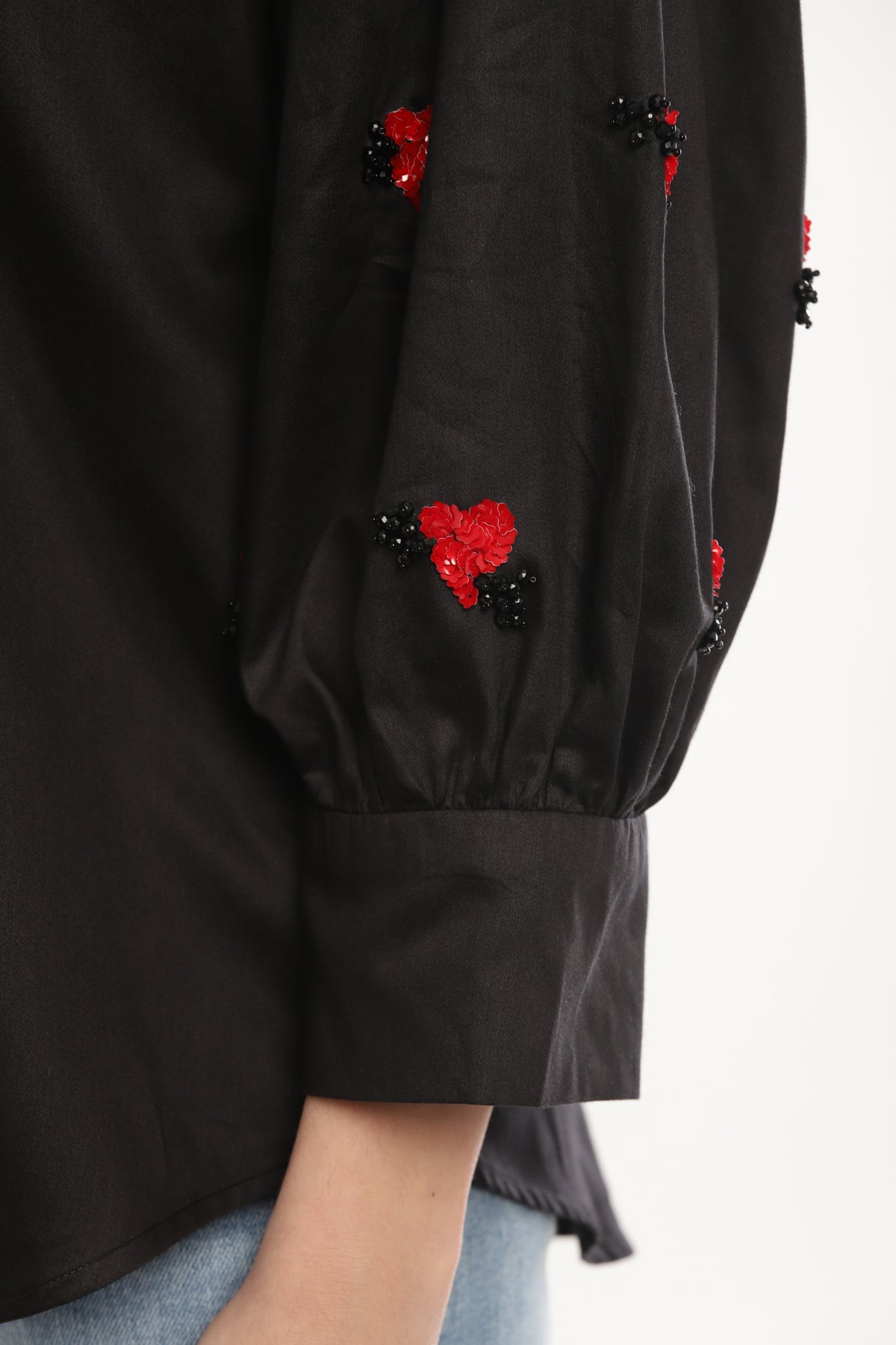 Black Sleeve embroidered shirt