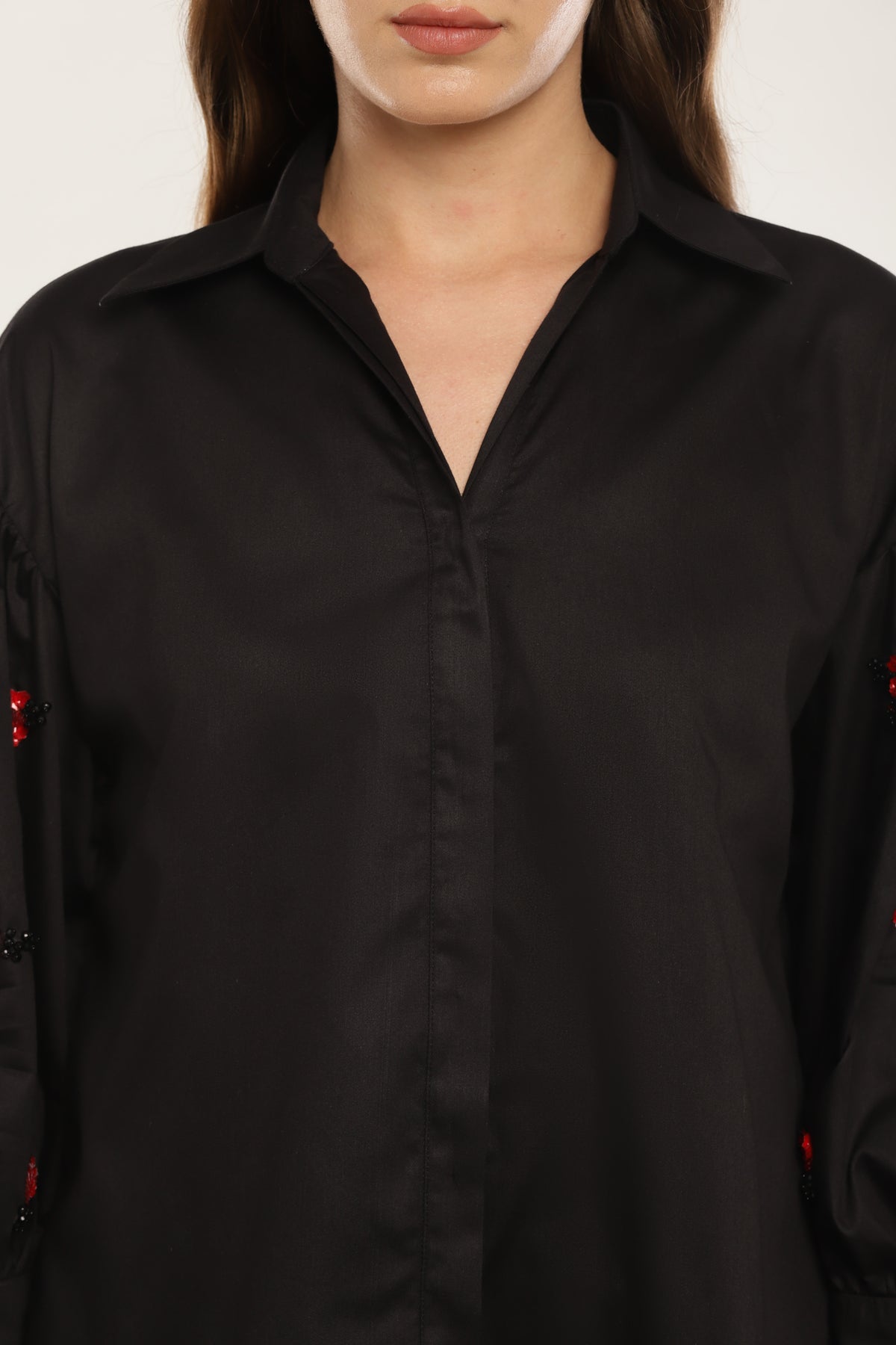 Black Sleeve embroidered shirt