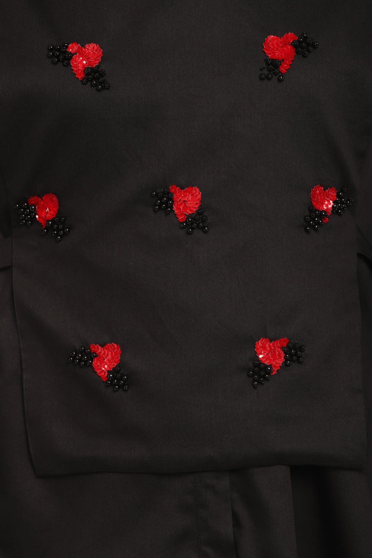 Black Sleeve embroidered shirt with overlay