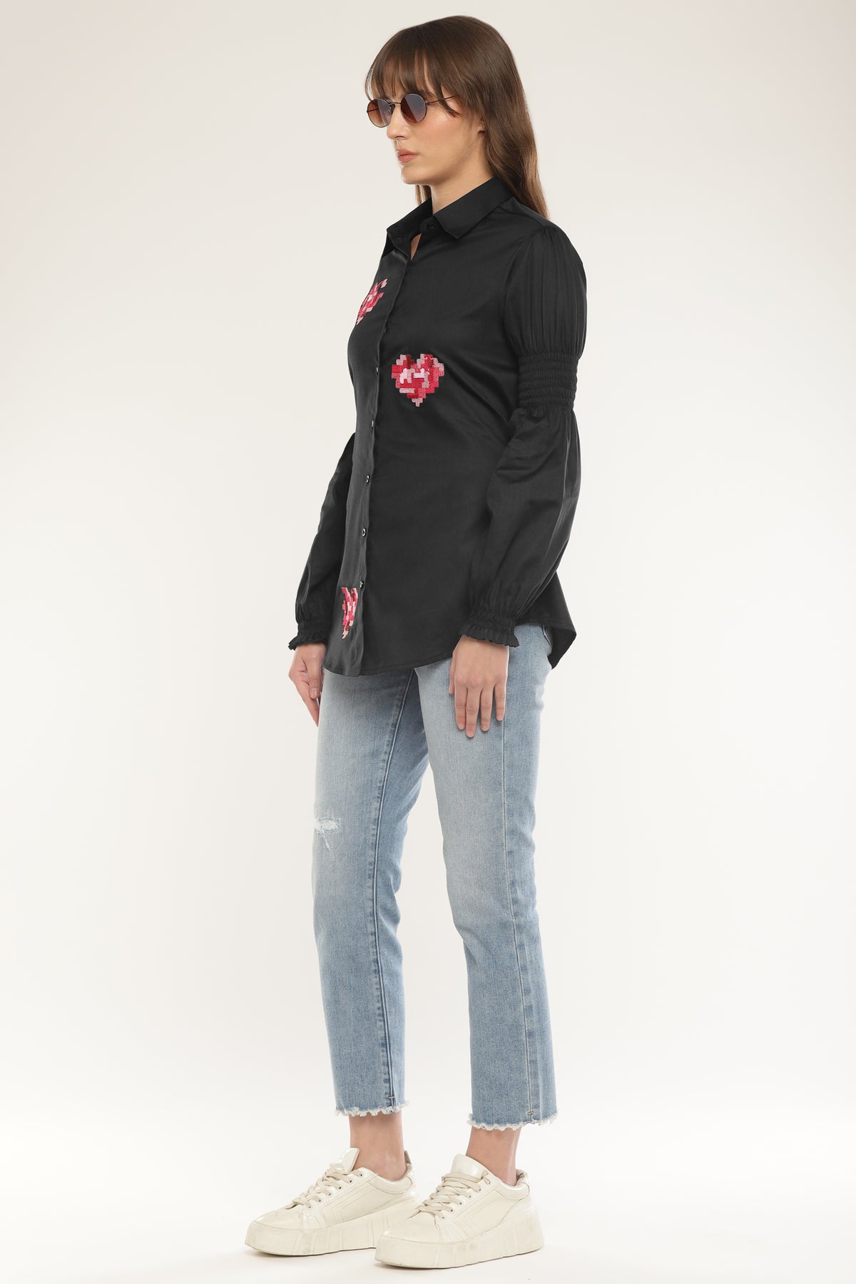 Black Heart patched shirt