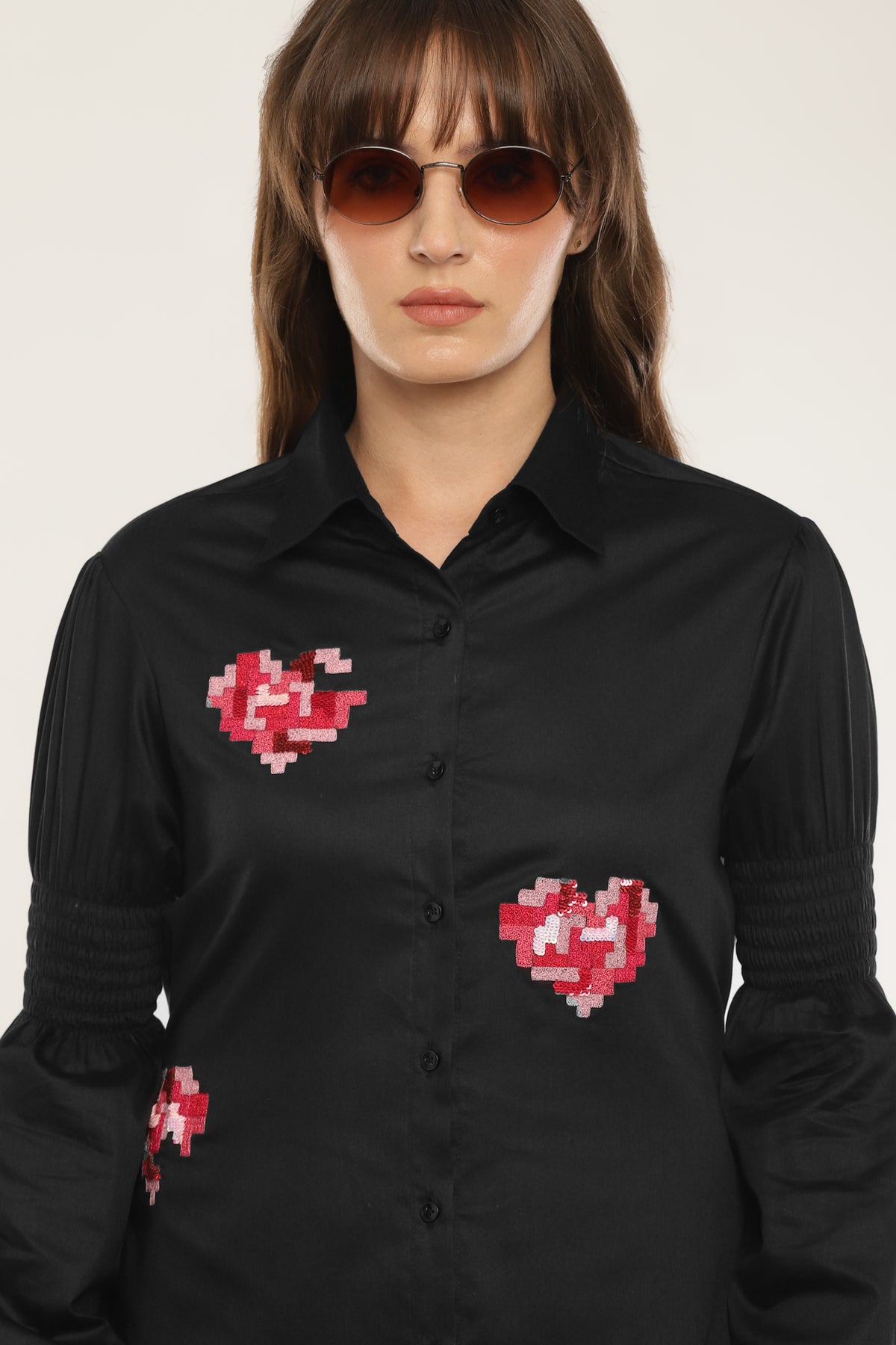 Black Heart patched shirt