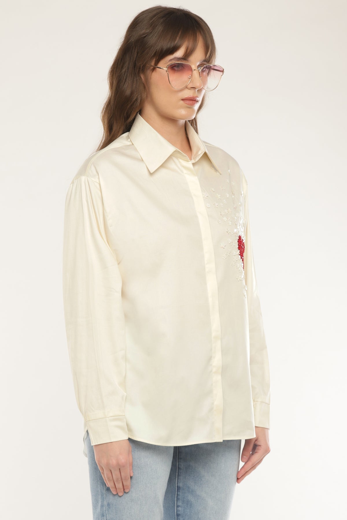 Ivory Heart sequened shirt