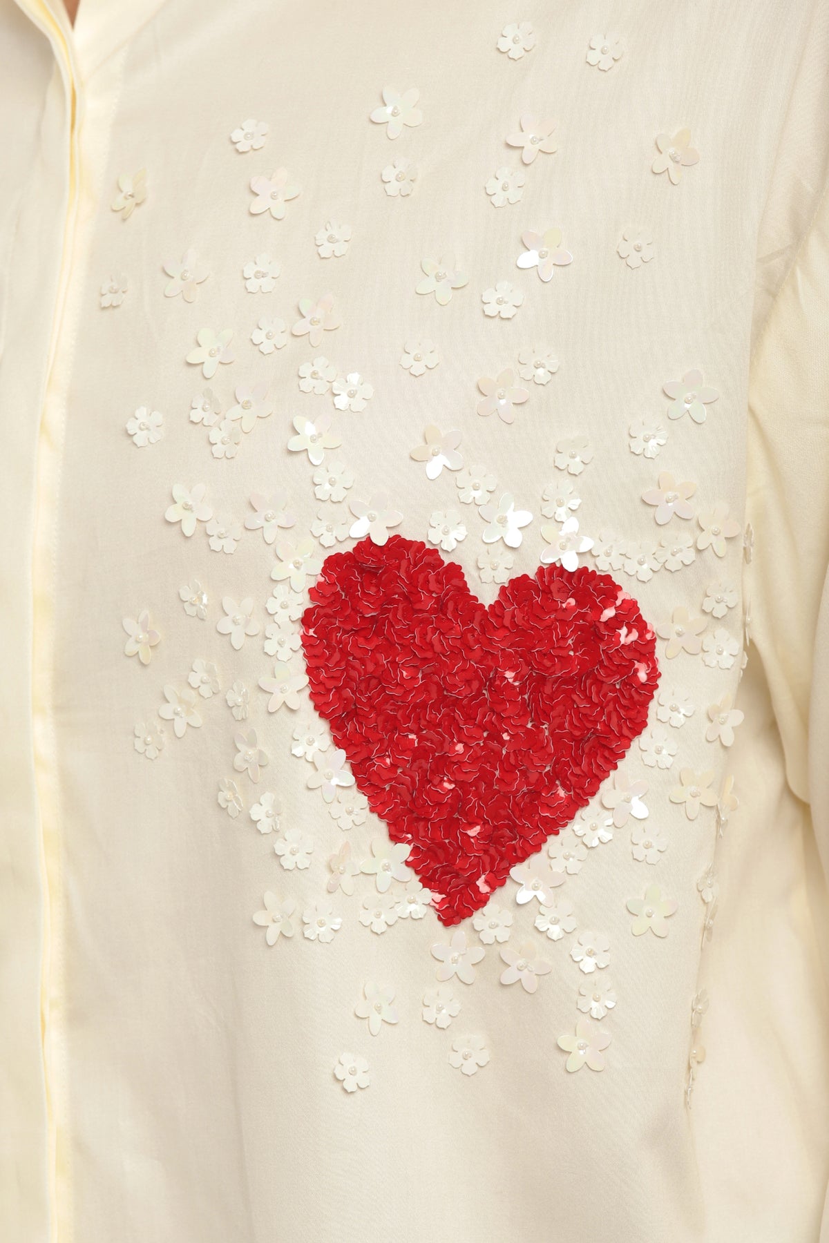 Ivory Heart sequened shirt