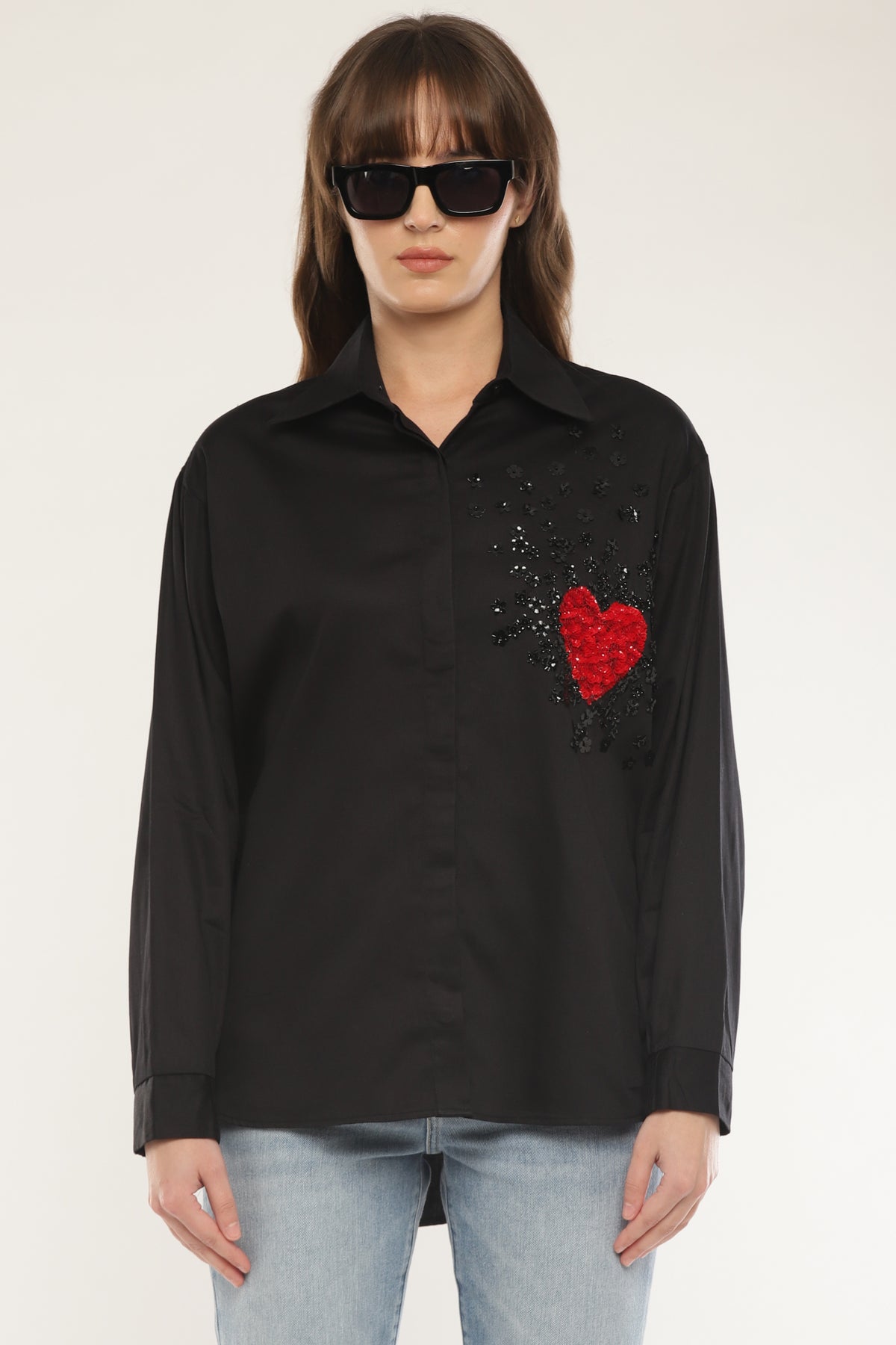 Black Heart sequined shirt