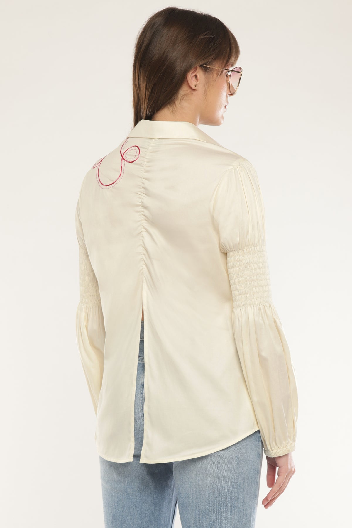 Ivory Abstract embroidered shirt