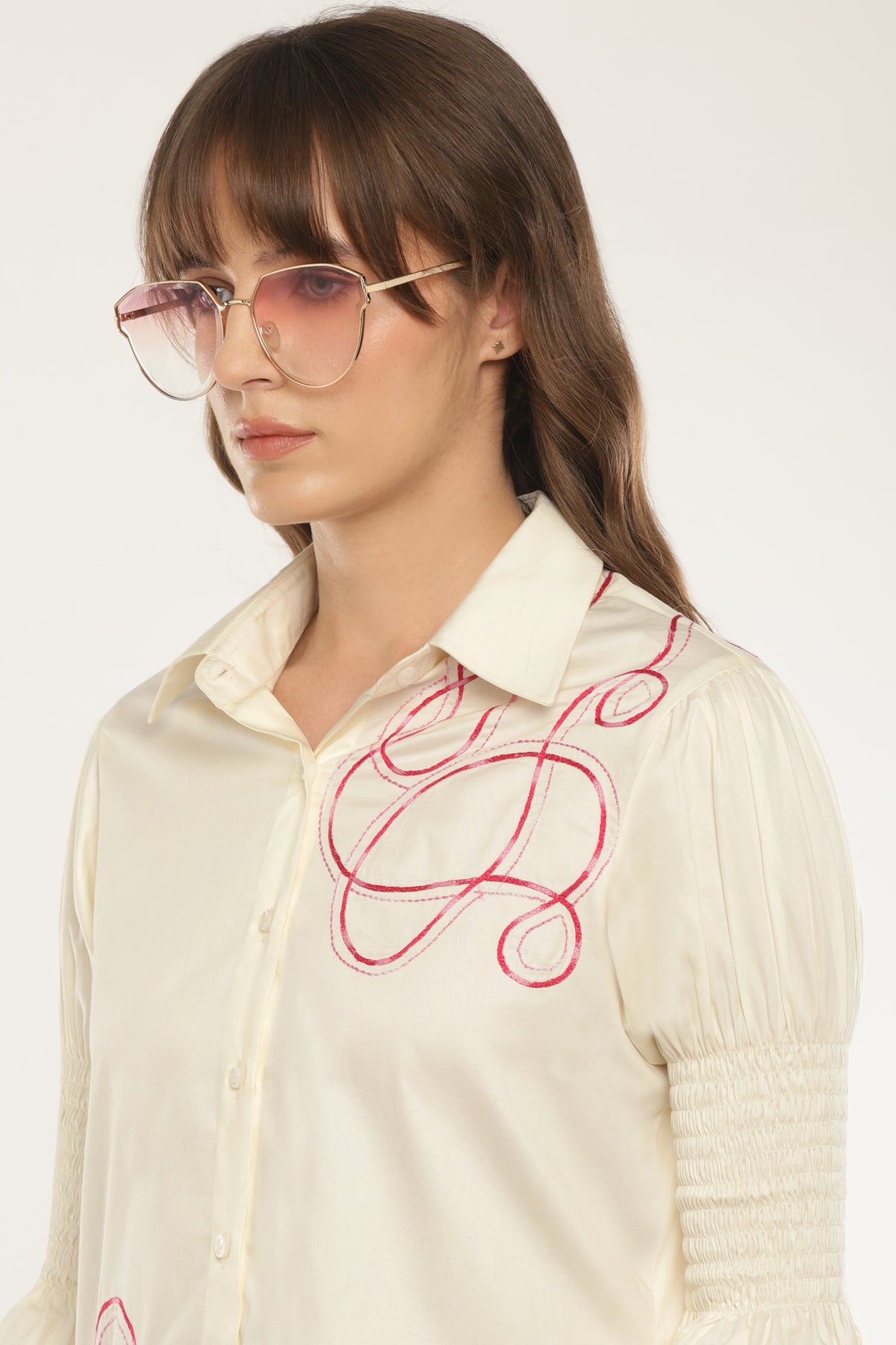 Ivory Abstract embroidered shirt