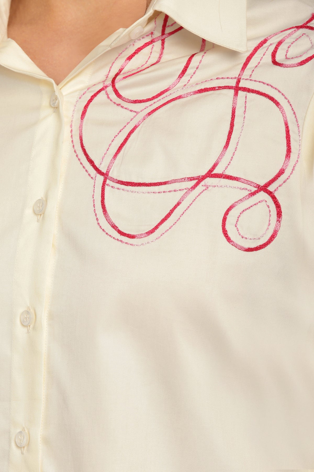 Ivory Abstract embroidered shirt