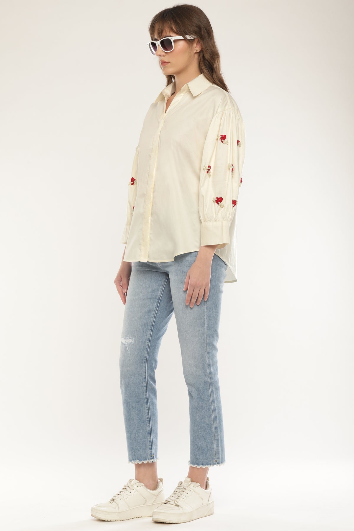 Ivory Sleeve embroidered shirt