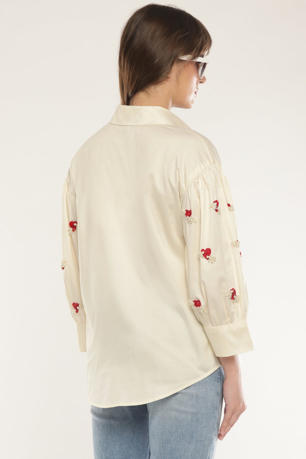 Ivory Sleeve embroidered shirt