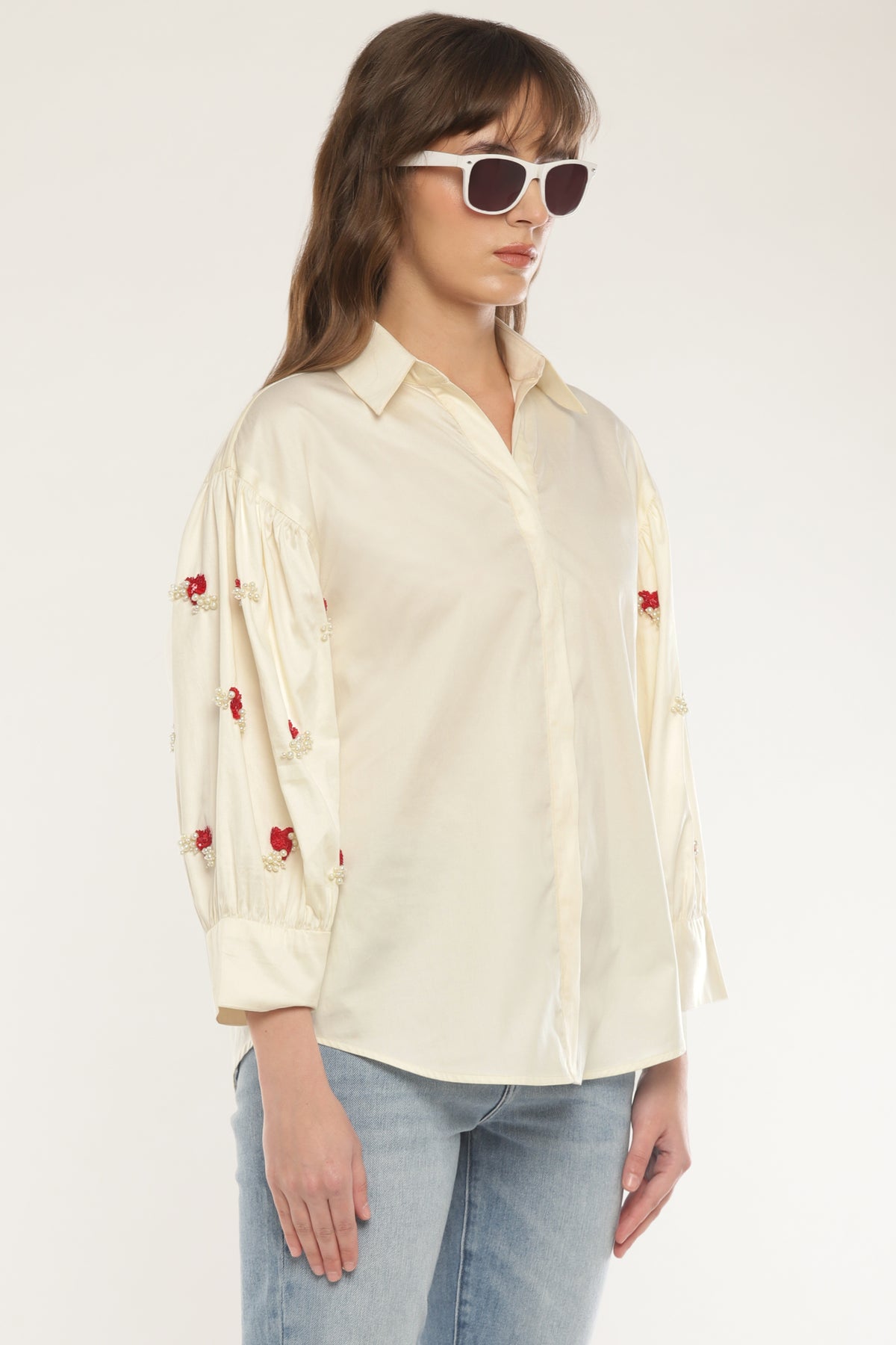 Ivory Sleeve embroidered shirt