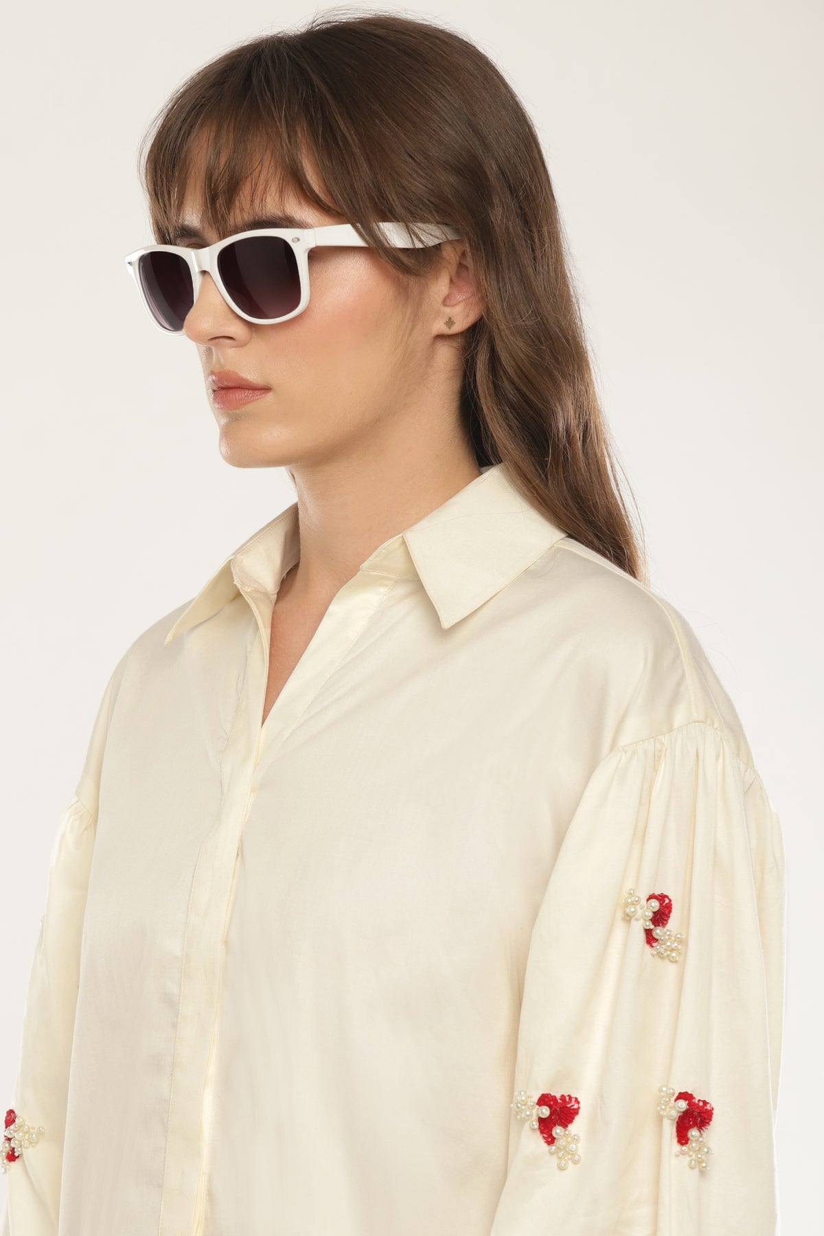 Ivory Sleeve embroidered shirt