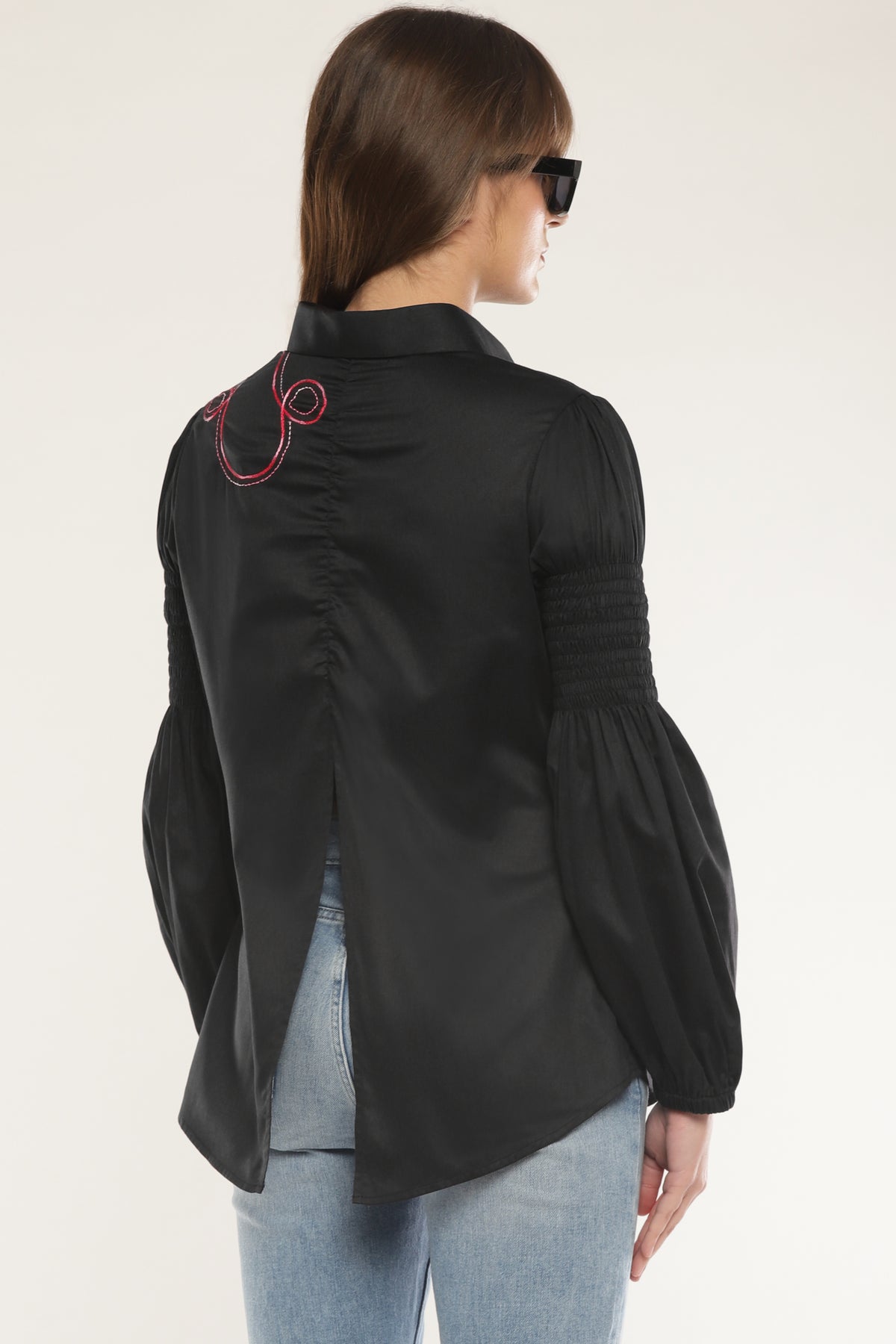 Black Abstract embroidered shirt