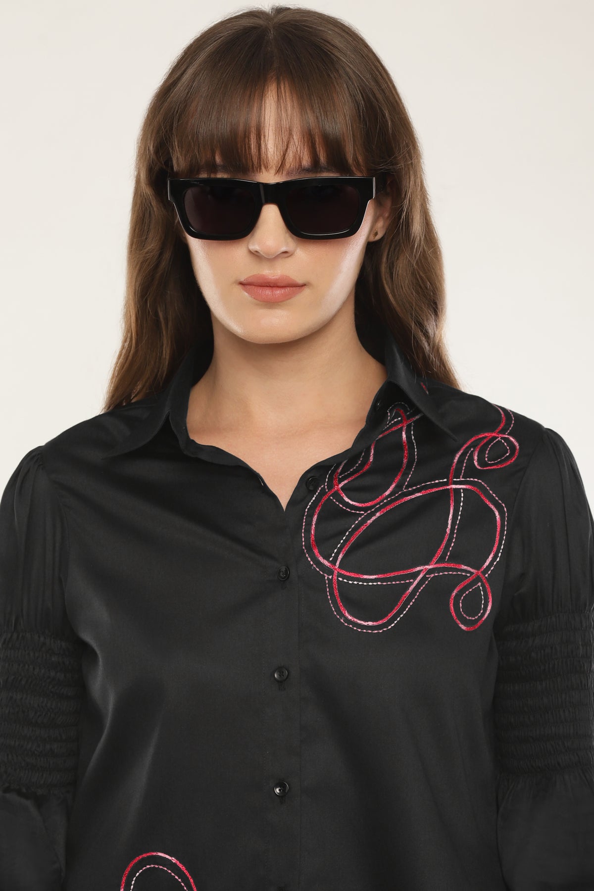 Black Abstract embroidered shirt