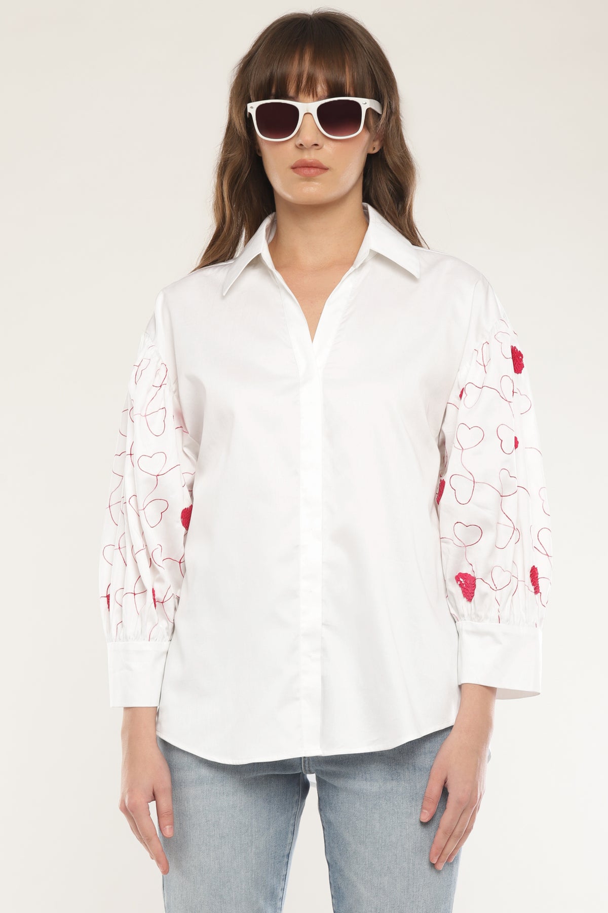 Ivory Sleeve embroidered shirt