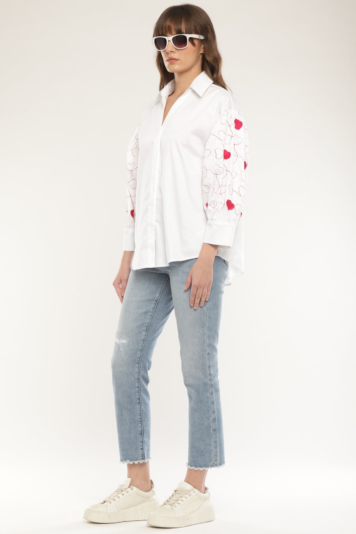 Ivory Sleeve embroidered shirt