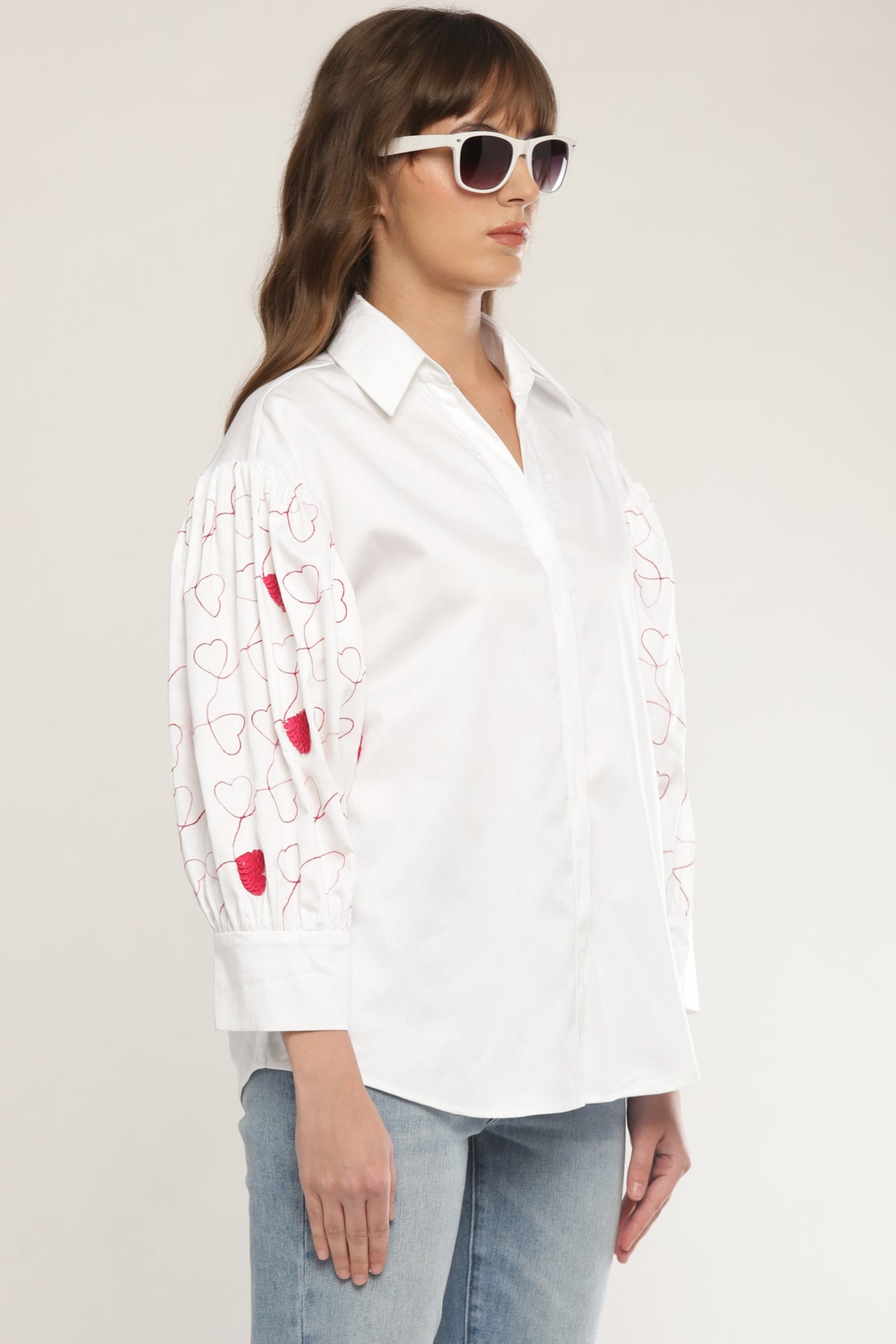 Ivory Sleeve embroidered shirt