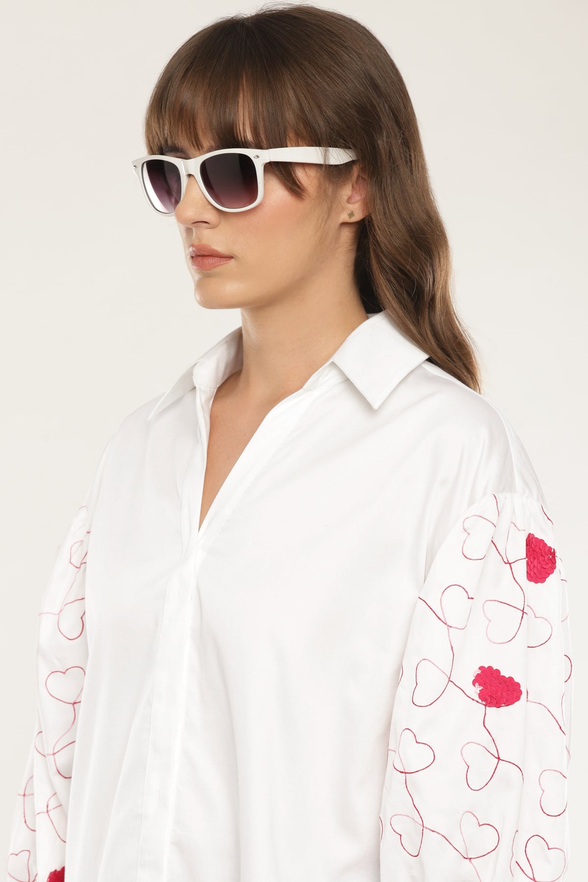 Ivory Sleeve embroidered shirt