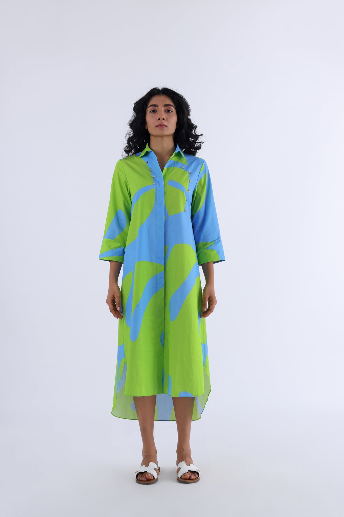 Monstera Curved Hem Long Dress