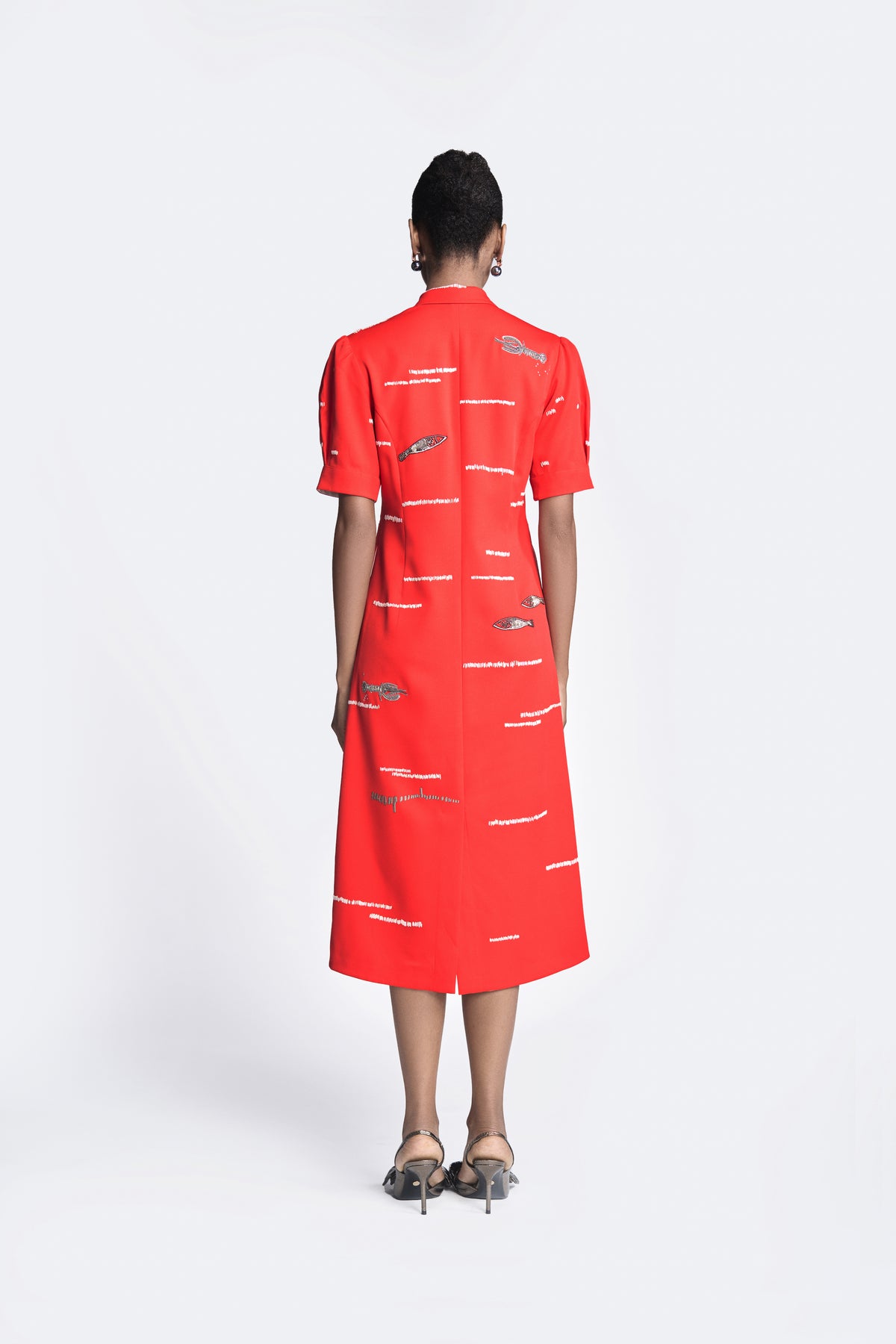 Fish And Prawn Puff Sleeve Dress