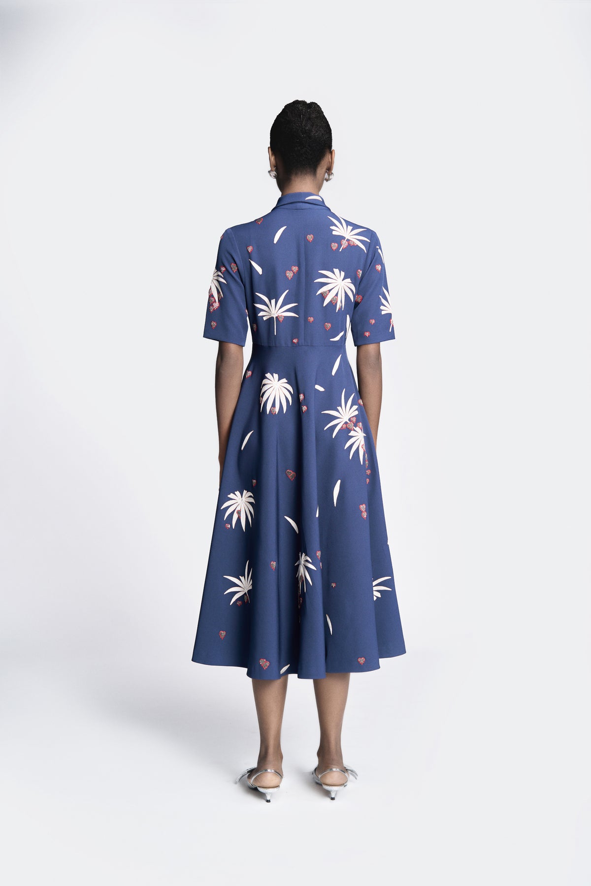 Fruit And Leaf Shawl Collar Dress